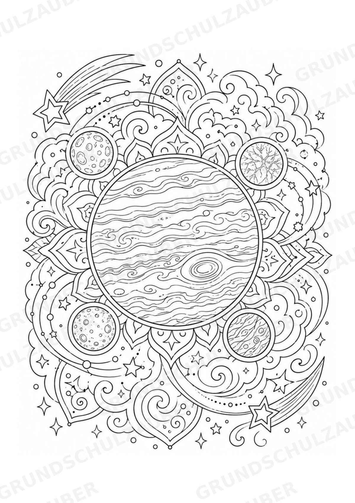 Universum Mandalas Ausmalbilder – Weltraum – 15 Malvorlagen – Materialseite 11
