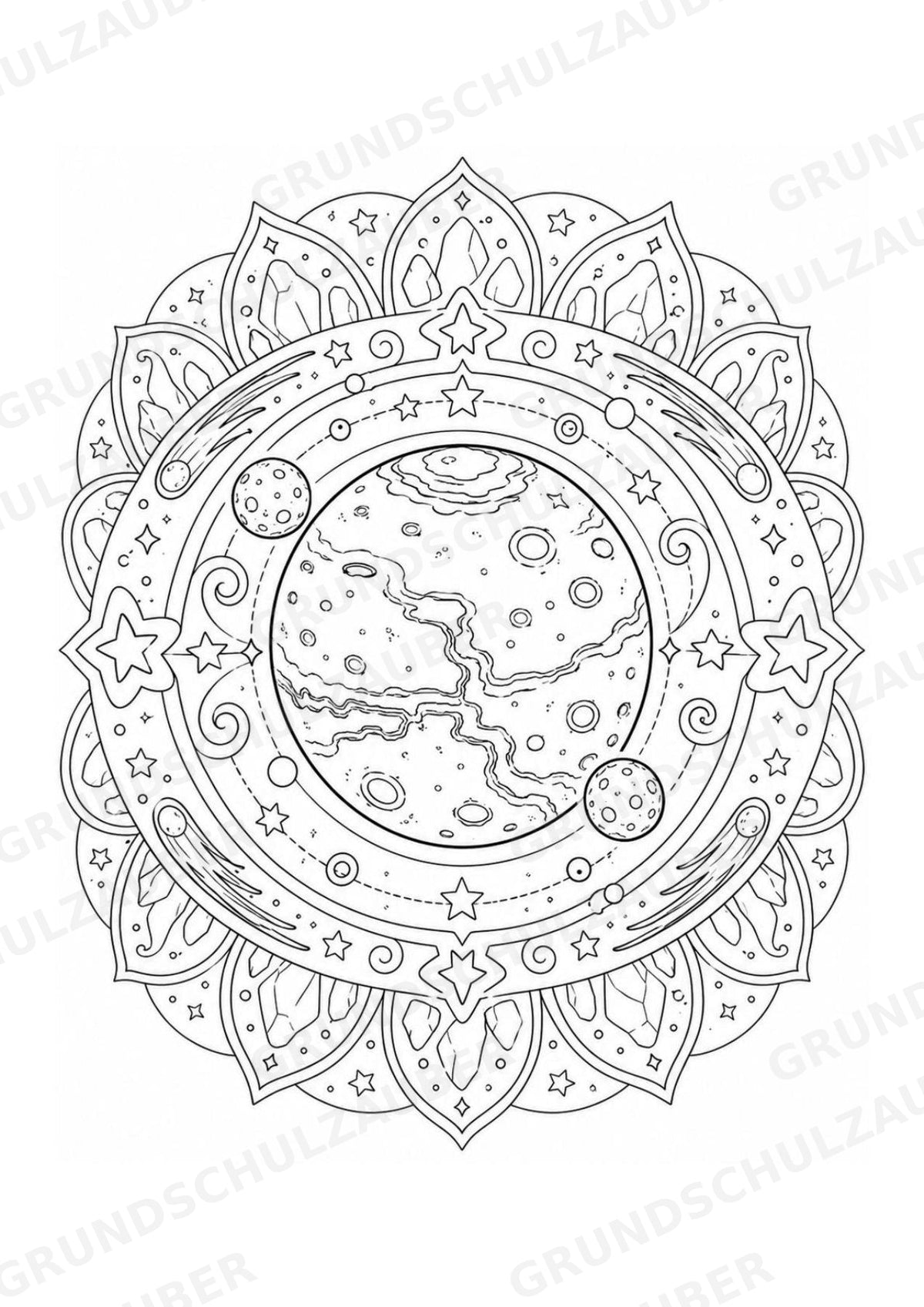 Universum Mandalas Ausmalbilder – Weltraum – 15 Malvorlagen – Materialseite 13