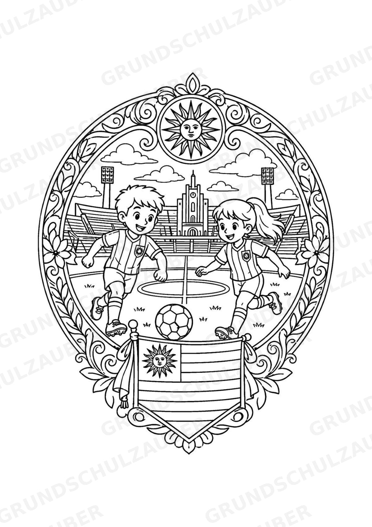 Uruguay Mandalas Ausmalbilder – Länder und Kulturen – 15 Malvorlagen – Materialseite 7