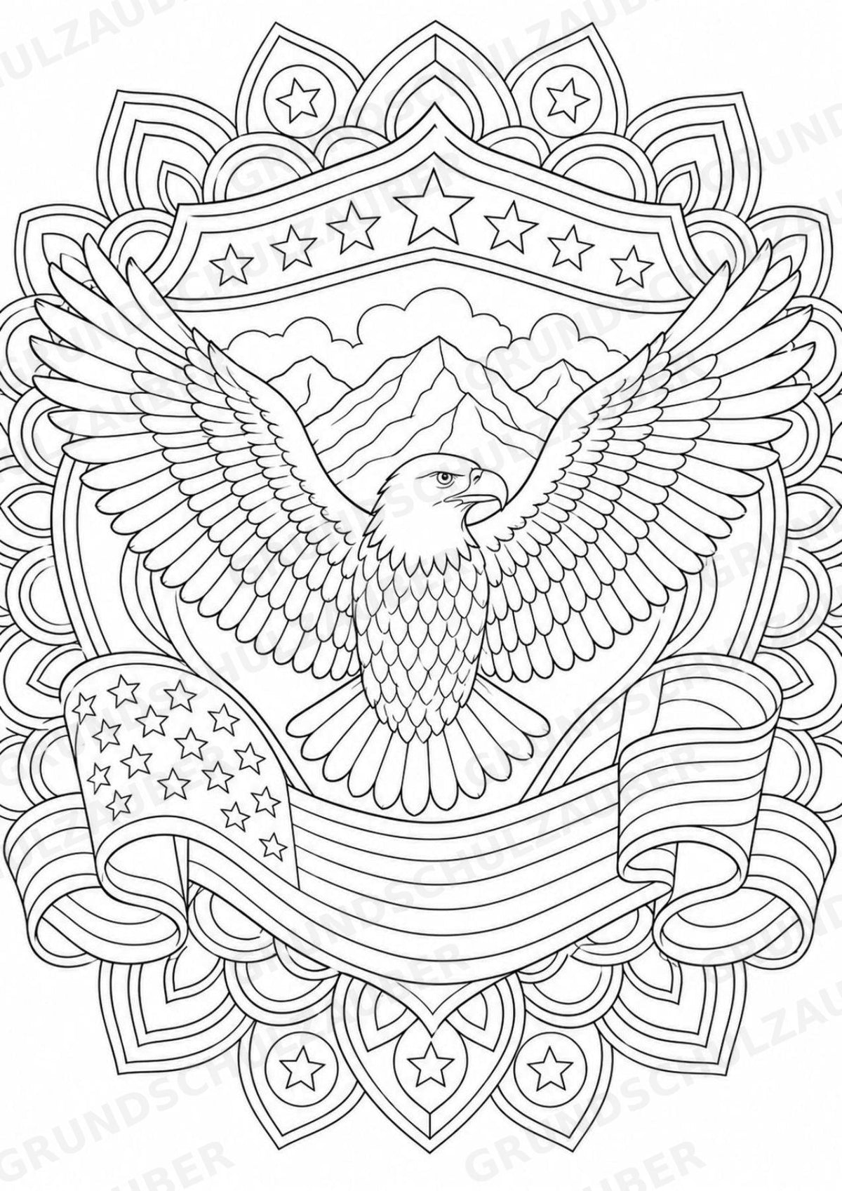 USA Mandalas Ausmalbilder – Länder und Kulturen – 15 Malvorlagen – Materialseite 4