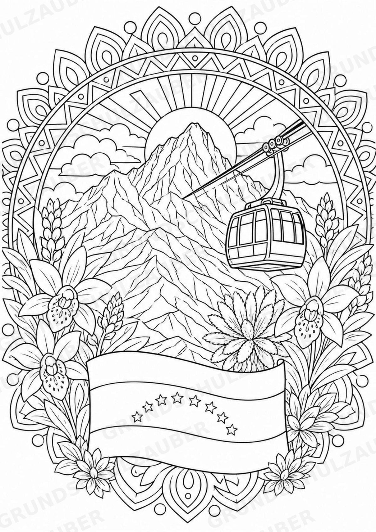 Venezuela Mandalas Ausmalbilder – Länder und Kulturen – 15 Malvorlagen – Materialseite 8