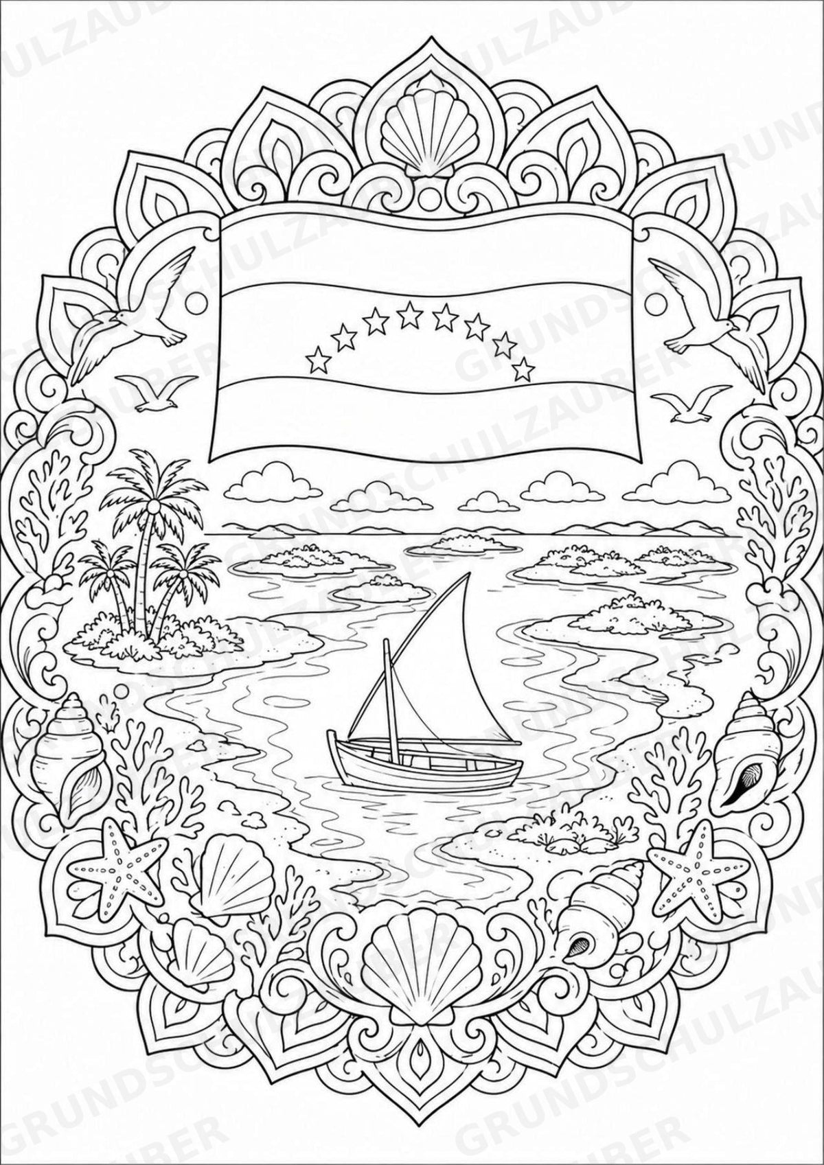 Venezuela Mandalas Ausmalbilder – Länder und Kulturen – 15 Malvorlagen – Materialseite 9