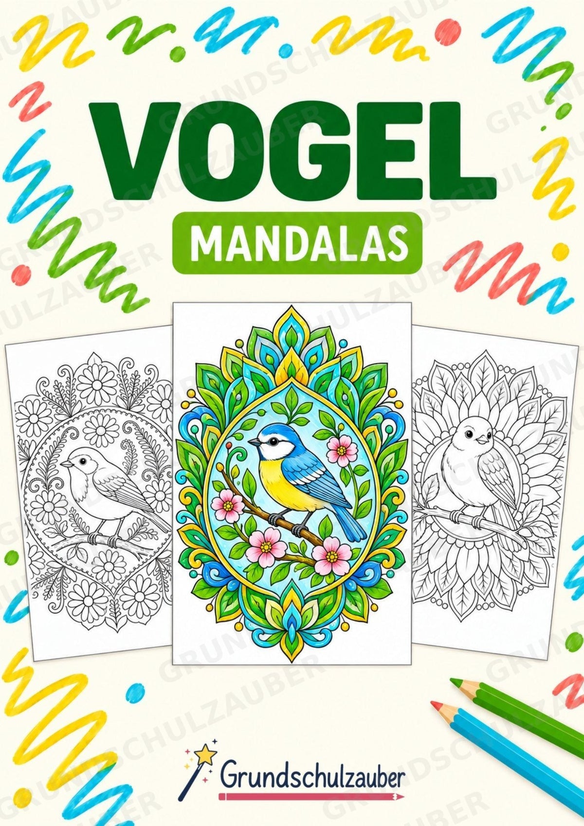 Vogel Mandalas Ausmalbilder – Tiere – 15 Malvorlagen – Cover