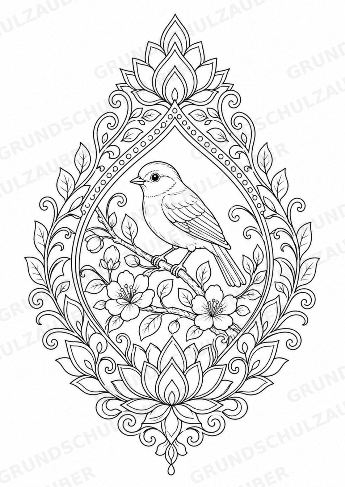 Vogel Mandalas Ausmalbilder – Tiere – 15 Malvorlagen – Materialseite 2