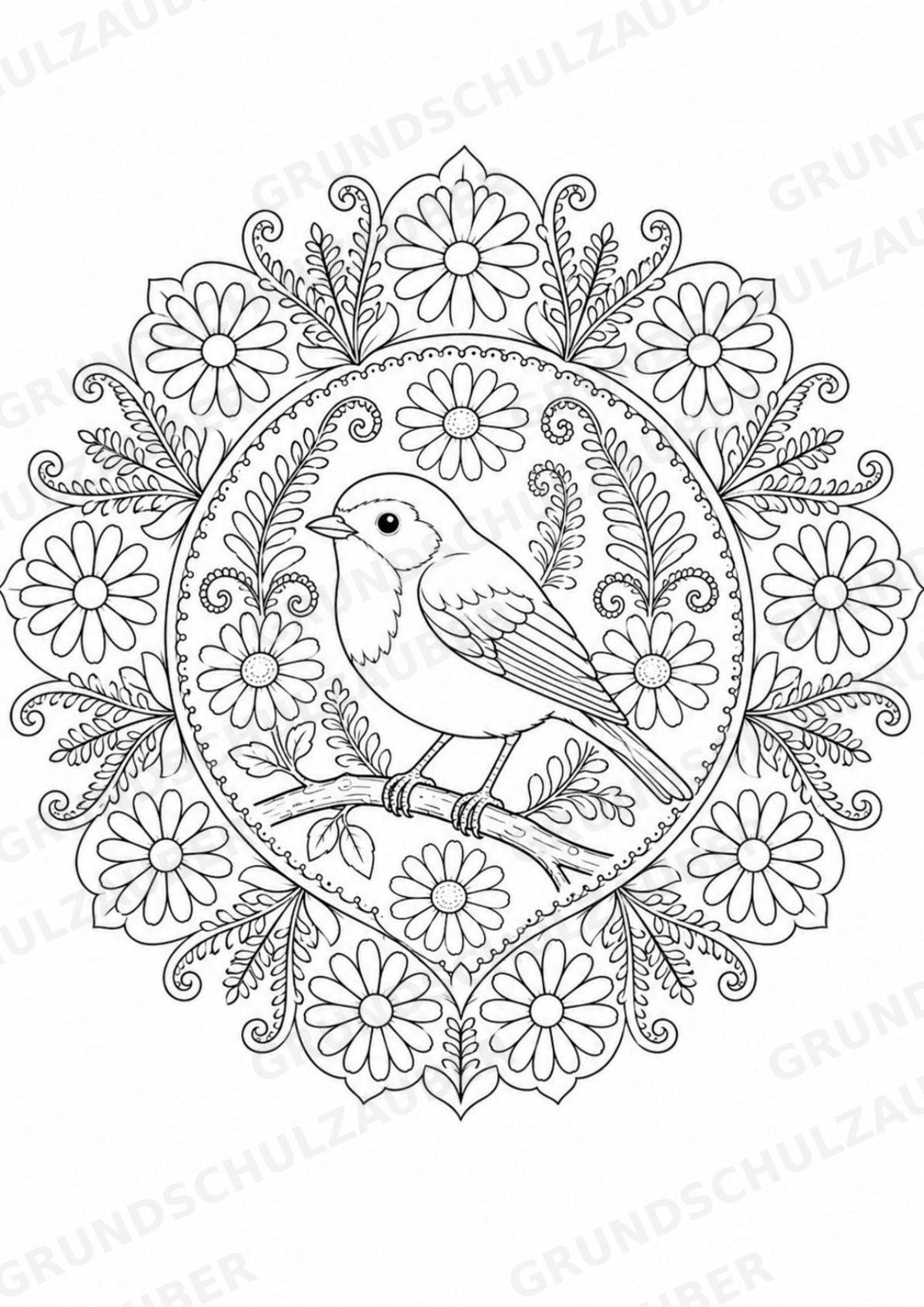 Vogel Mandalas Ausmalbilder – Tiere – 15 Malvorlagen – Materialseite 3