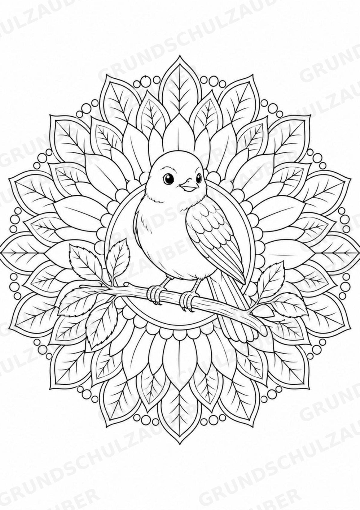 Vogel Mandalas Ausmalbilder – Tiere – 15 Malvorlagen – Materialseite 4