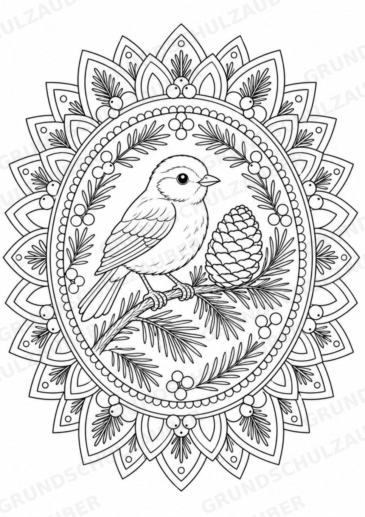 Vogel Mandalas Ausmalbilder – Tiere – 15 Malvorlagen – Materialseite 7