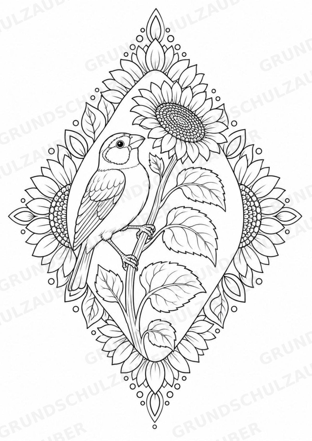Vogel Mandalas Ausmalbilder – Tiere – 15 Malvorlagen – Materialseite 8