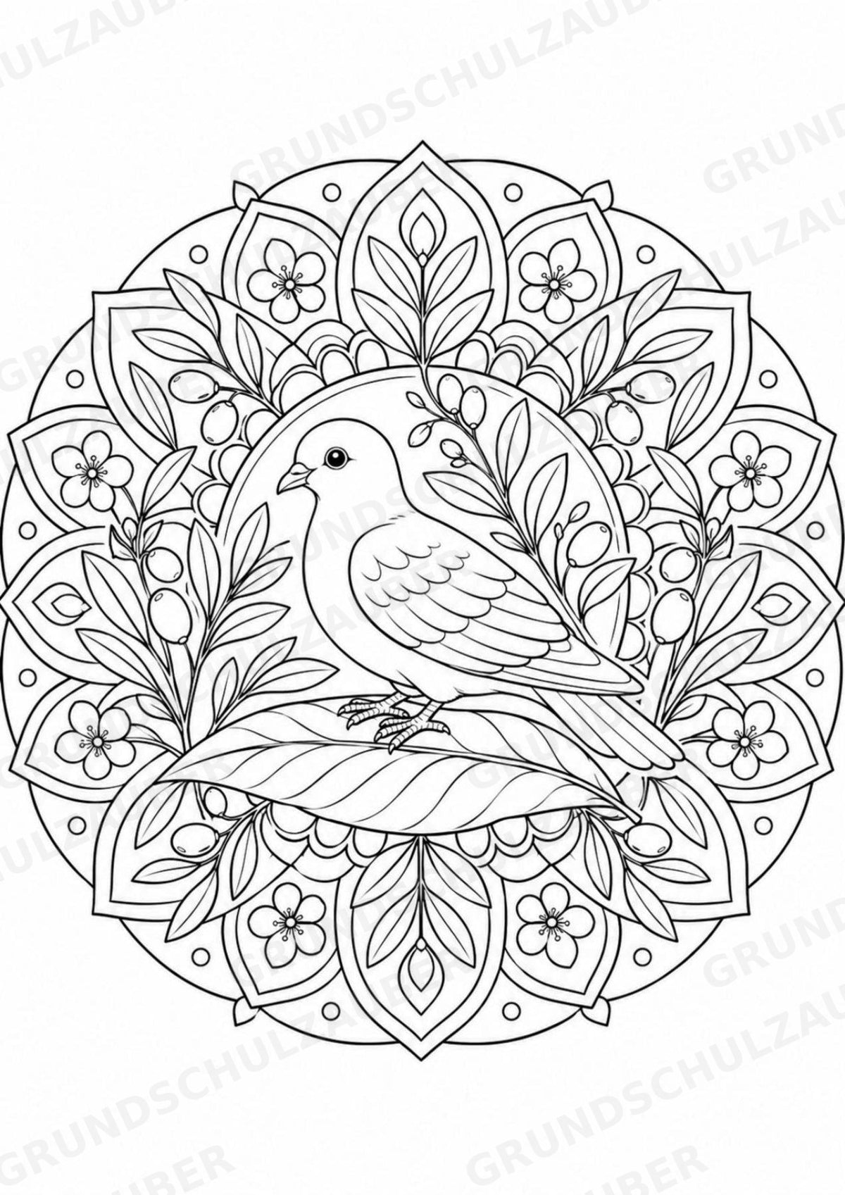 Vogel Mandalas Ausmalbilder – Tiere – 15 Malvorlagen – Materialseite 9