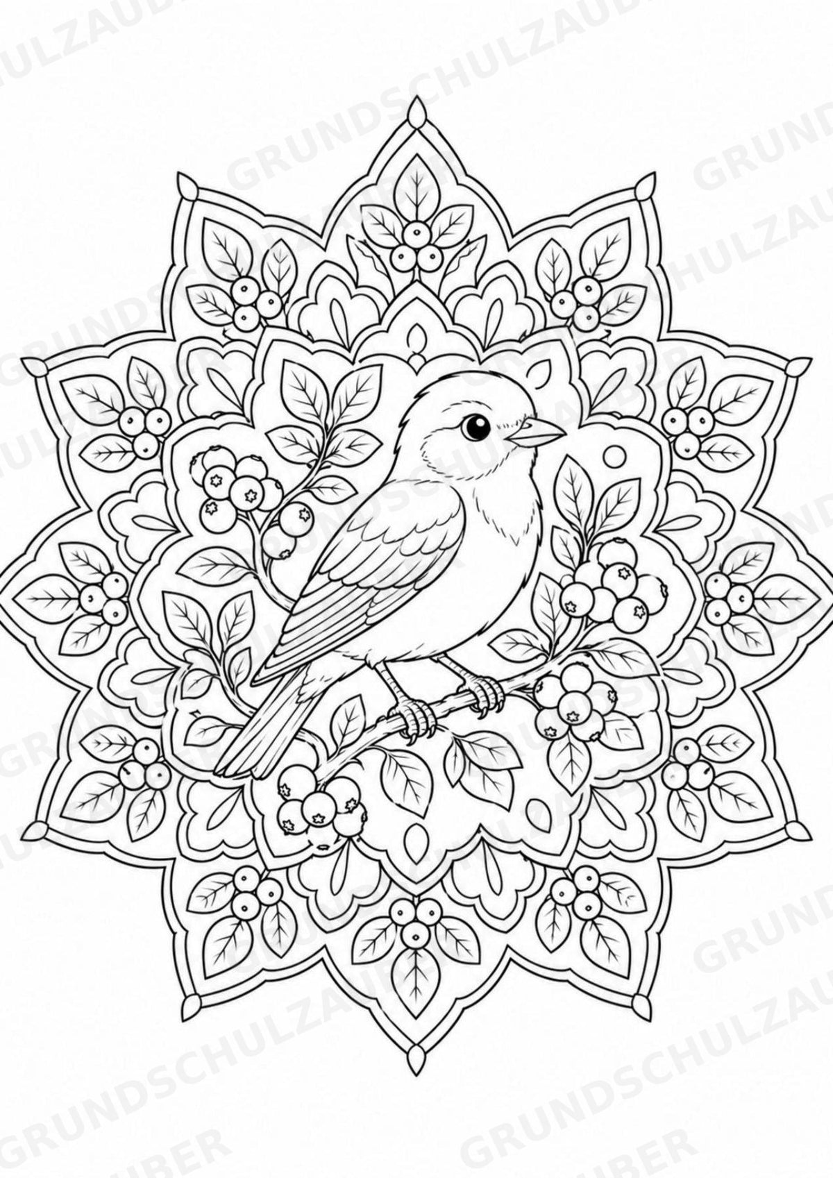 Vogel Mandalas Ausmalbilder – Tiere – 15 Malvorlagen – Materialseite 10