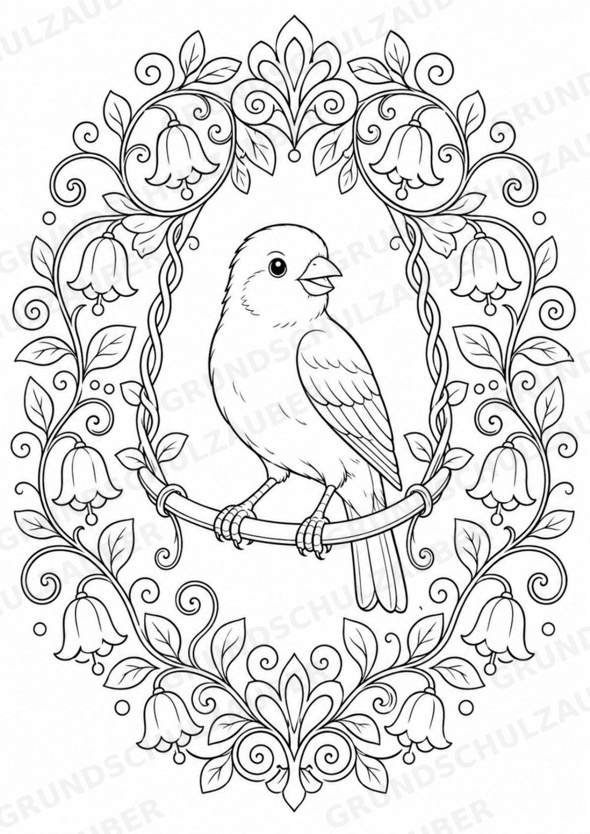 Vogel Mandalas Ausmalbilder – Tiere – 15 Malvorlagen – Materialseite 11