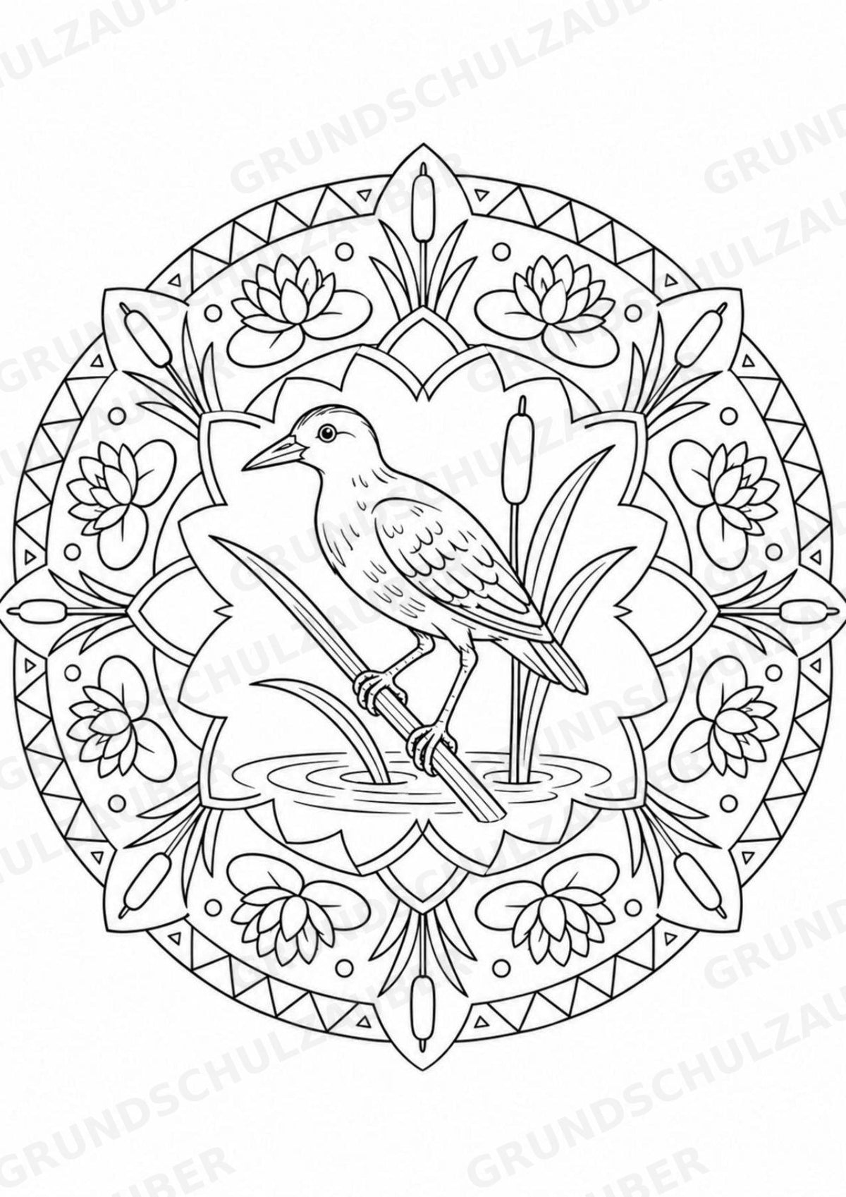Vogel Mandalas Ausmalbilder – Tiere – 15 Malvorlagen – Materialseite 12