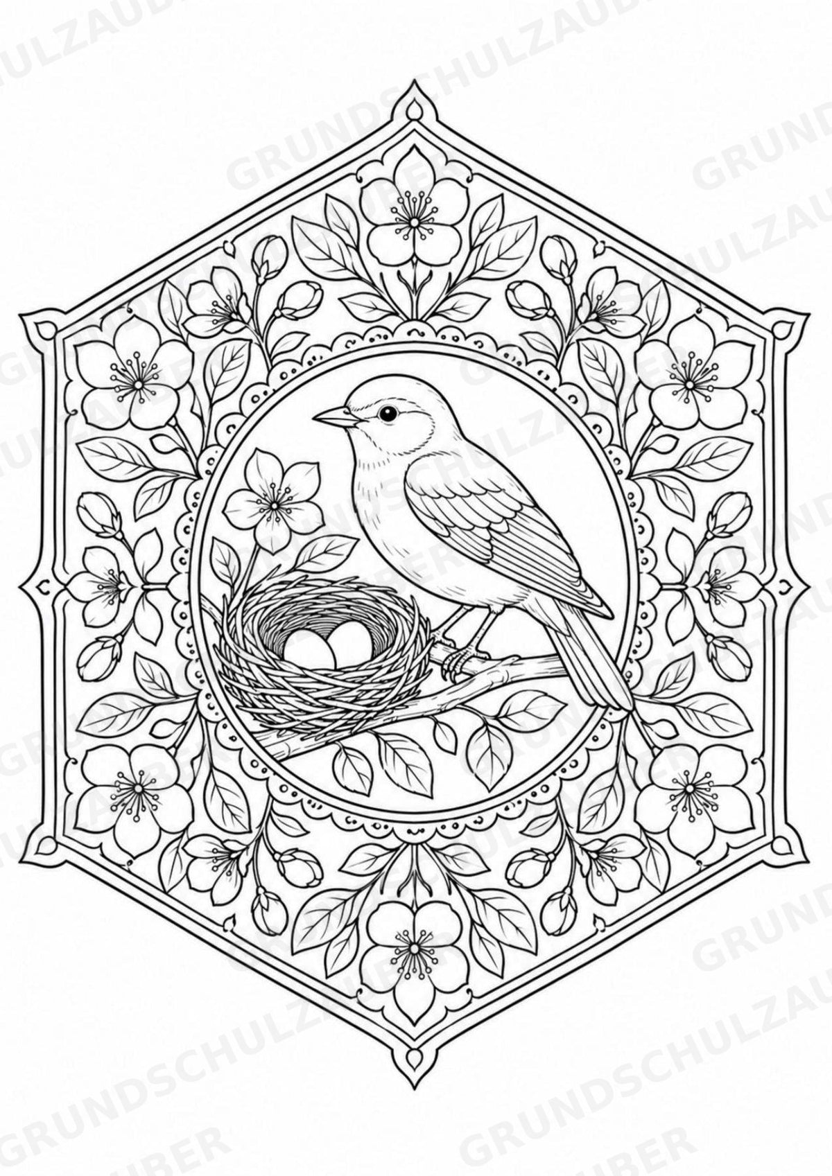 Vogel Mandalas Ausmalbilder – Tiere – 15 Malvorlagen – Materialseite 13