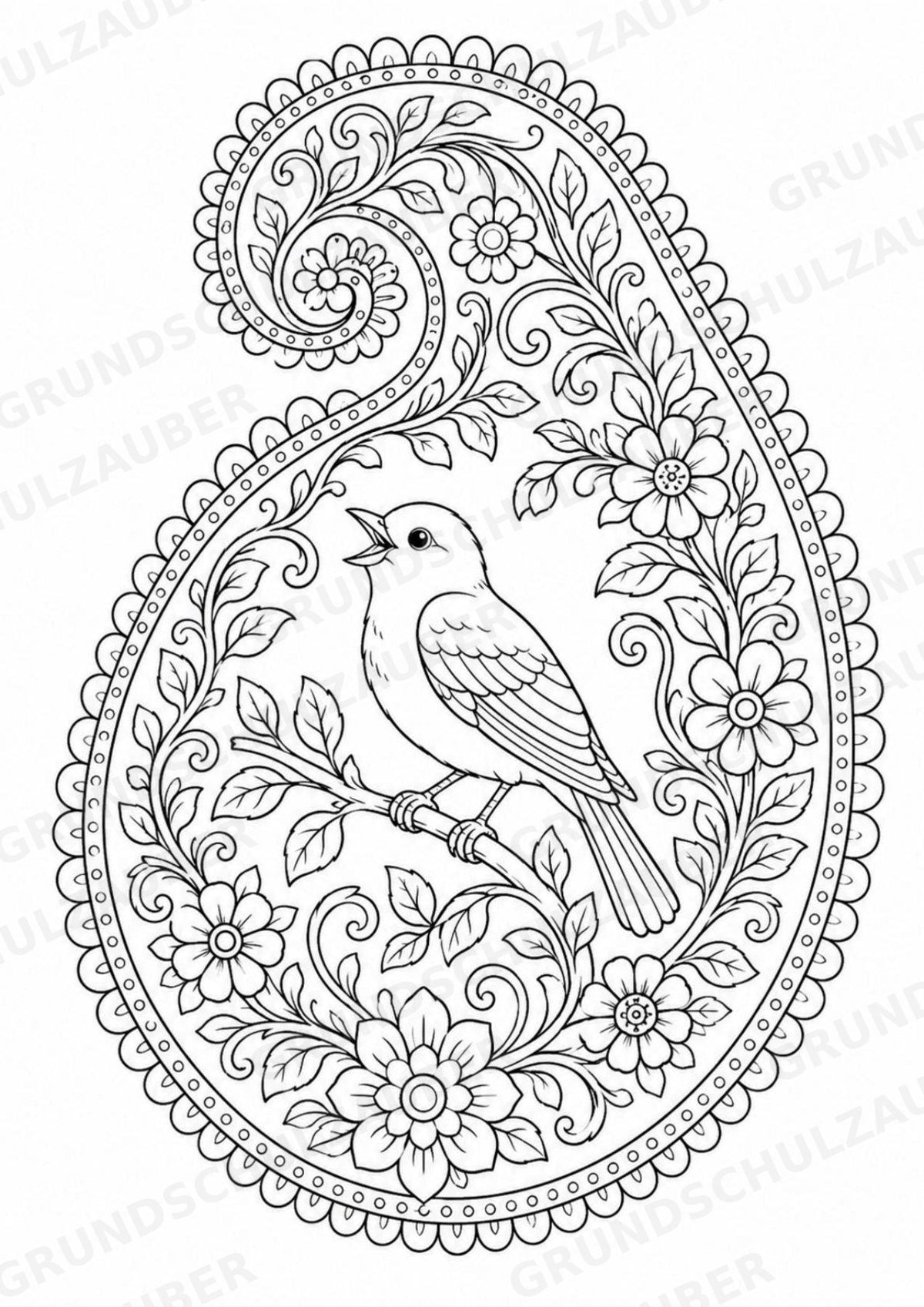Vogel Mandalas Ausmalbilder – Tiere – 15 Malvorlagen – Materialseite 14