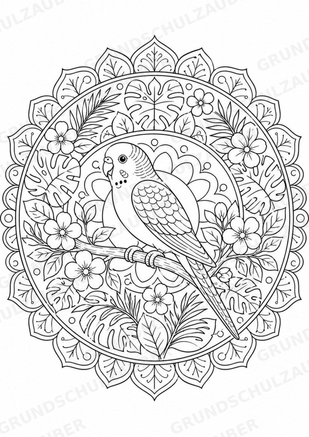 Vogel Mandalas Ausmalbilder – Tiere – 15 Malvorlagen – Materialseite 16
