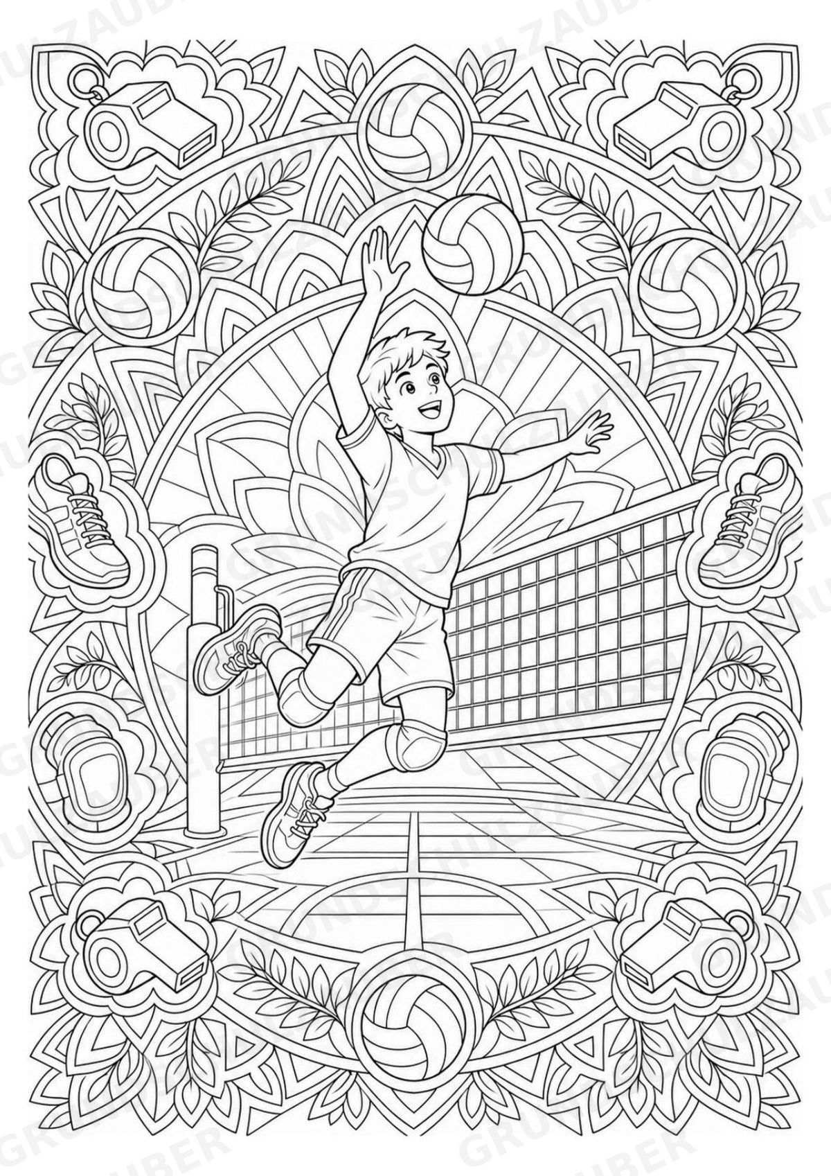 Volleyball Mandalas Ausmalbilder – Sport – 15 Malvorlagen – Materialseite 3
