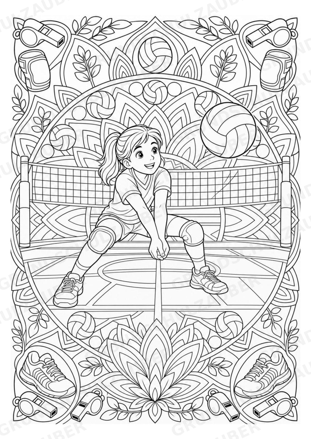 Volleyball Mandalas Ausmalbilder – Sport – 15 Malvorlagen – Materialseite 5