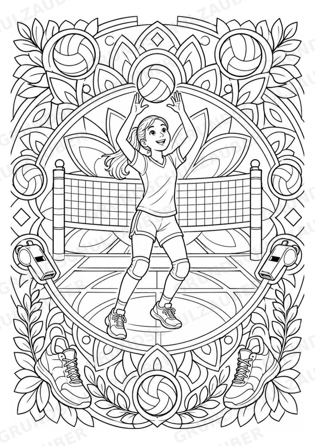 Volleyball Mandalas Ausmalbilder – Sport – 15 Malvorlagen – Materialseite 7