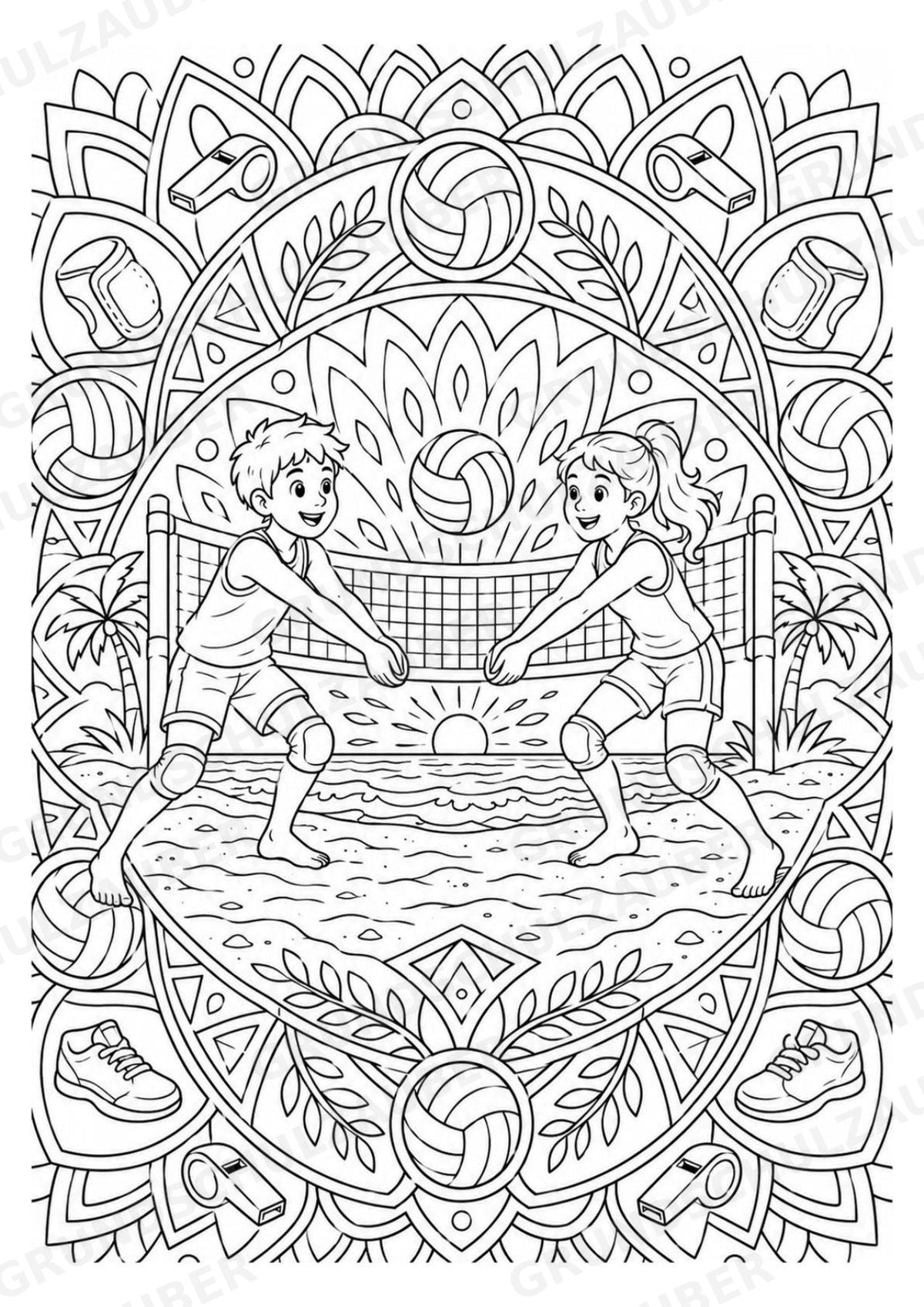 Volleyball Mandalas Ausmalbilder – Sport – 15 Malvorlagen – Materialseite 10