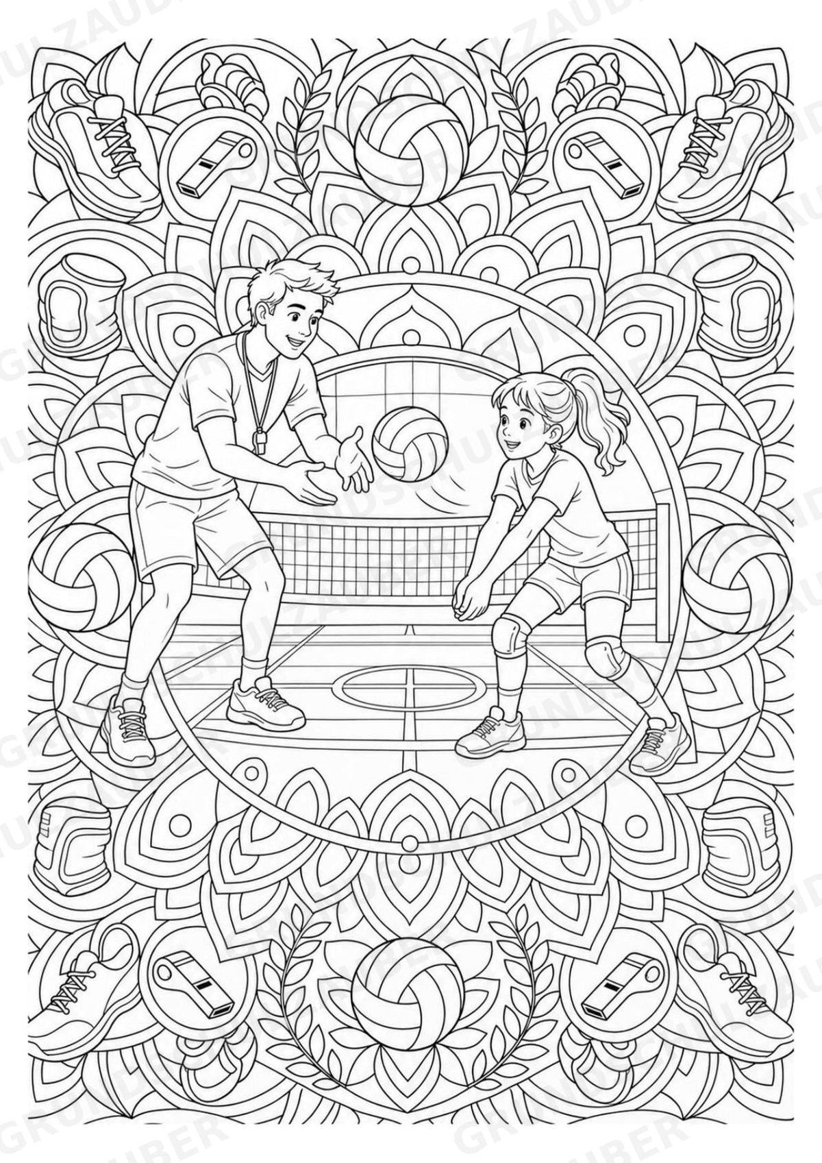 Volleyball Mandalas Ausmalbilder – Sport – 15 Malvorlagen – Materialseite 11