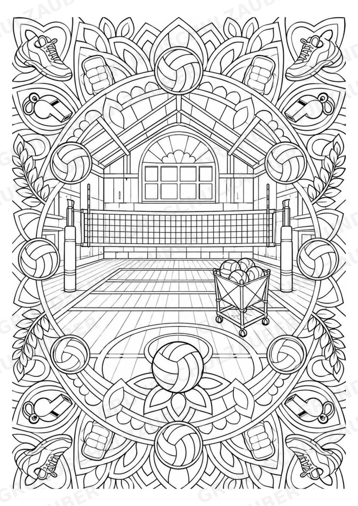 Volleyball Mandalas Ausmalbilder – Sport – 15 Malvorlagen – Materialseite 13