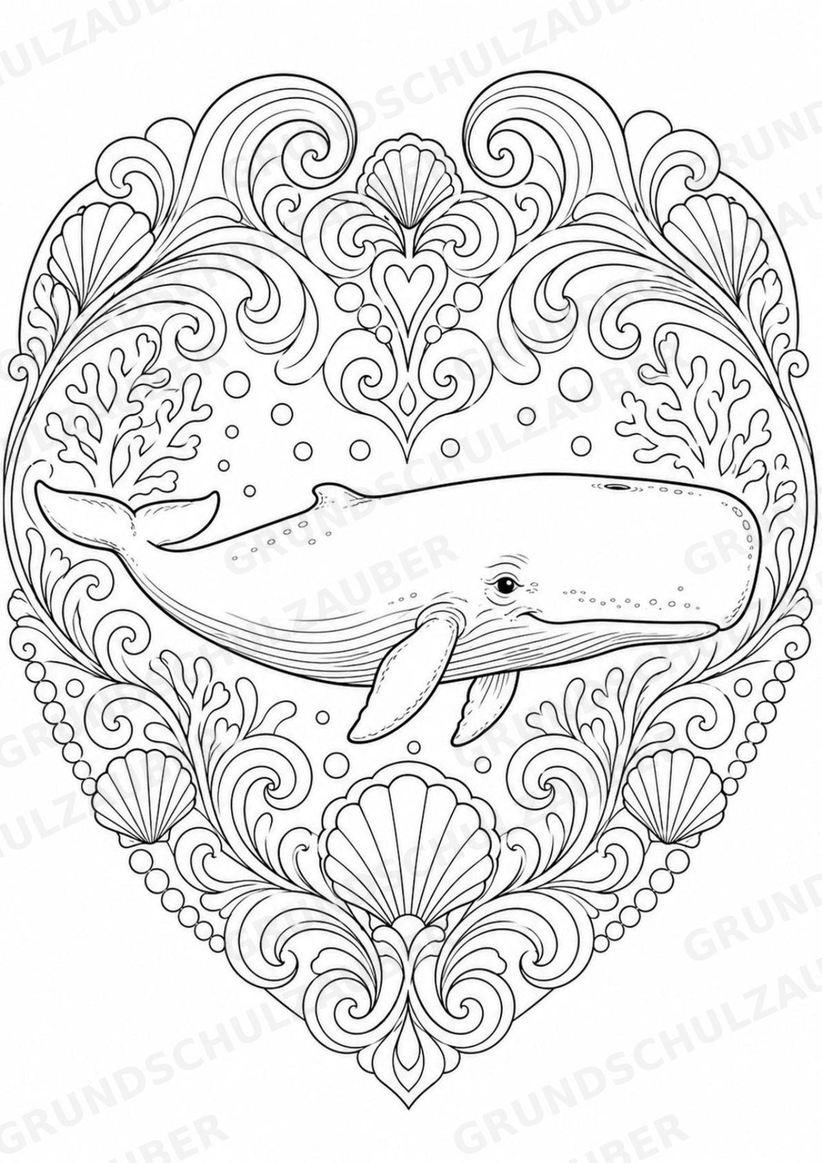 Wal Mandalas Ausmalbilder – Tiere – 15 Malvorlagen – Materialseite 4