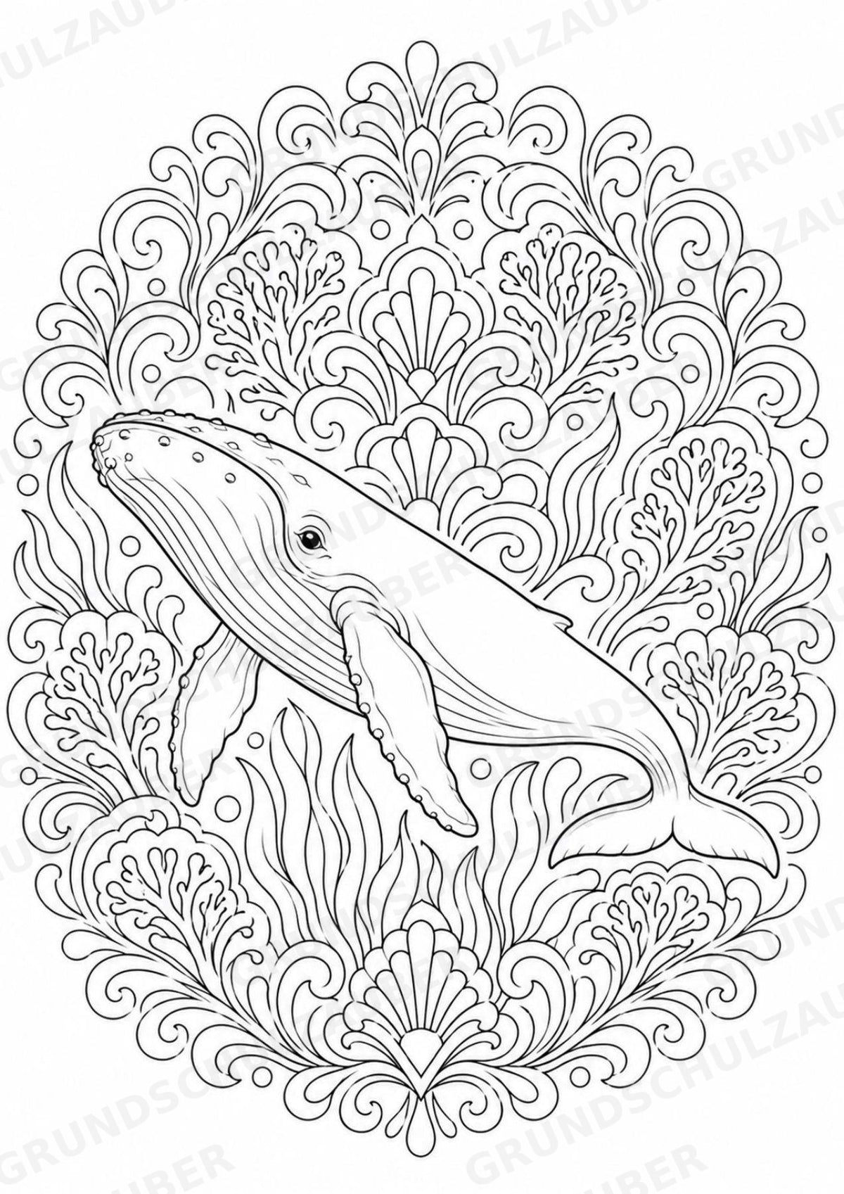 Wal Mandalas Ausmalbilder – Tiere – 15 Malvorlagen – Materialseite 5