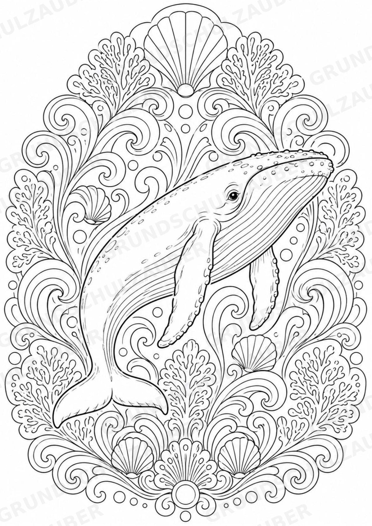 Wal Mandalas Ausmalbilder – Tiere – 15 Malvorlagen – Materialseite 8