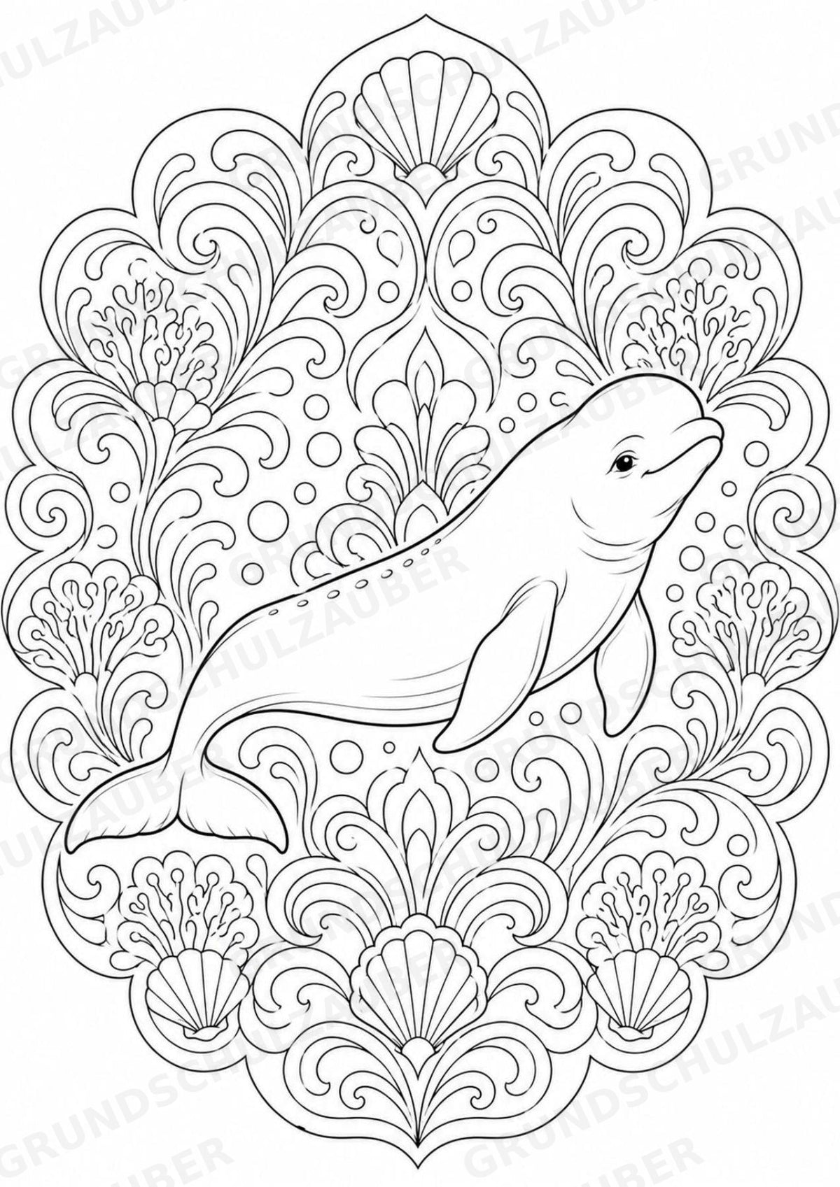 Wal Mandalas Ausmalbilder – Tiere – 15 Malvorlagen – Materialseite 9
