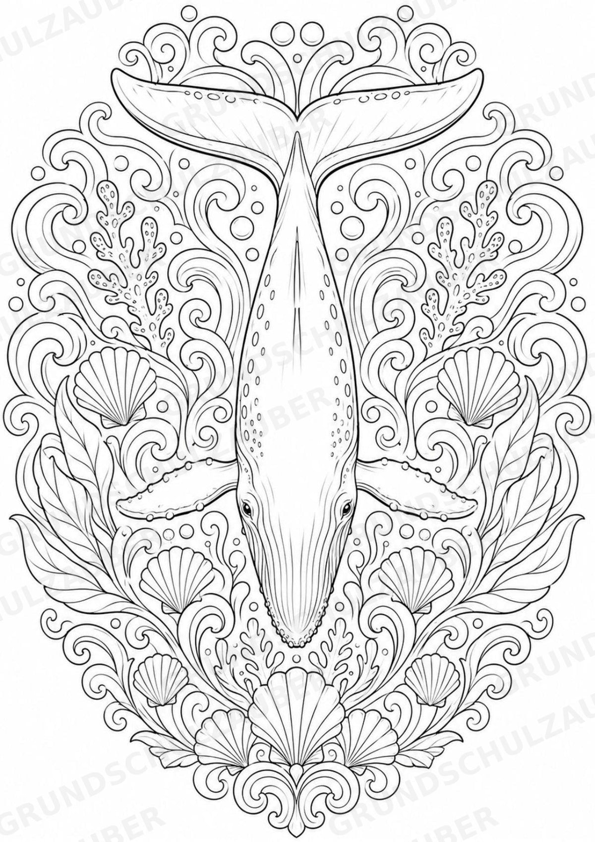 Wal Mandalas Ausmalbilder – Tiere – 15 Malvorlagen – Materialseite 11