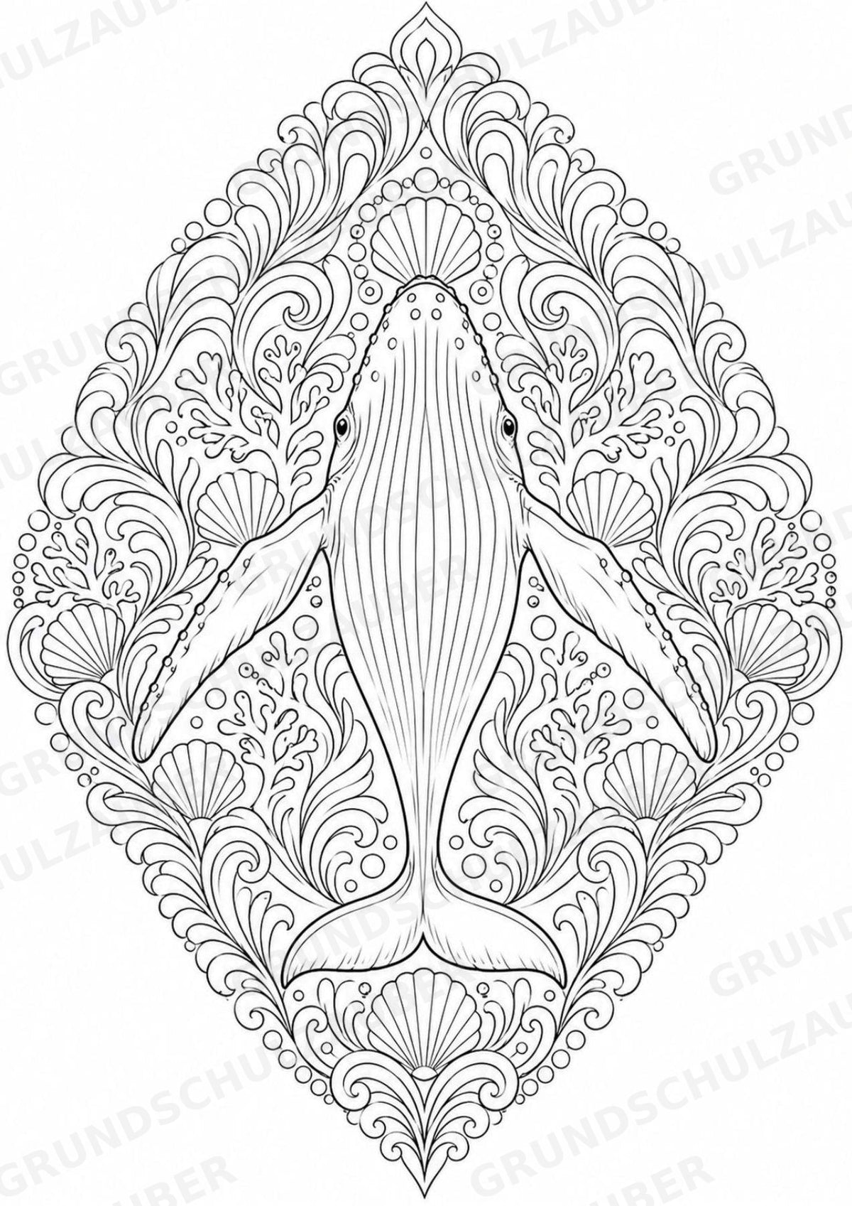 Wal Mandalas Ausmalbilder – Tiere – 15 Malvorlagen – Materialseite 15