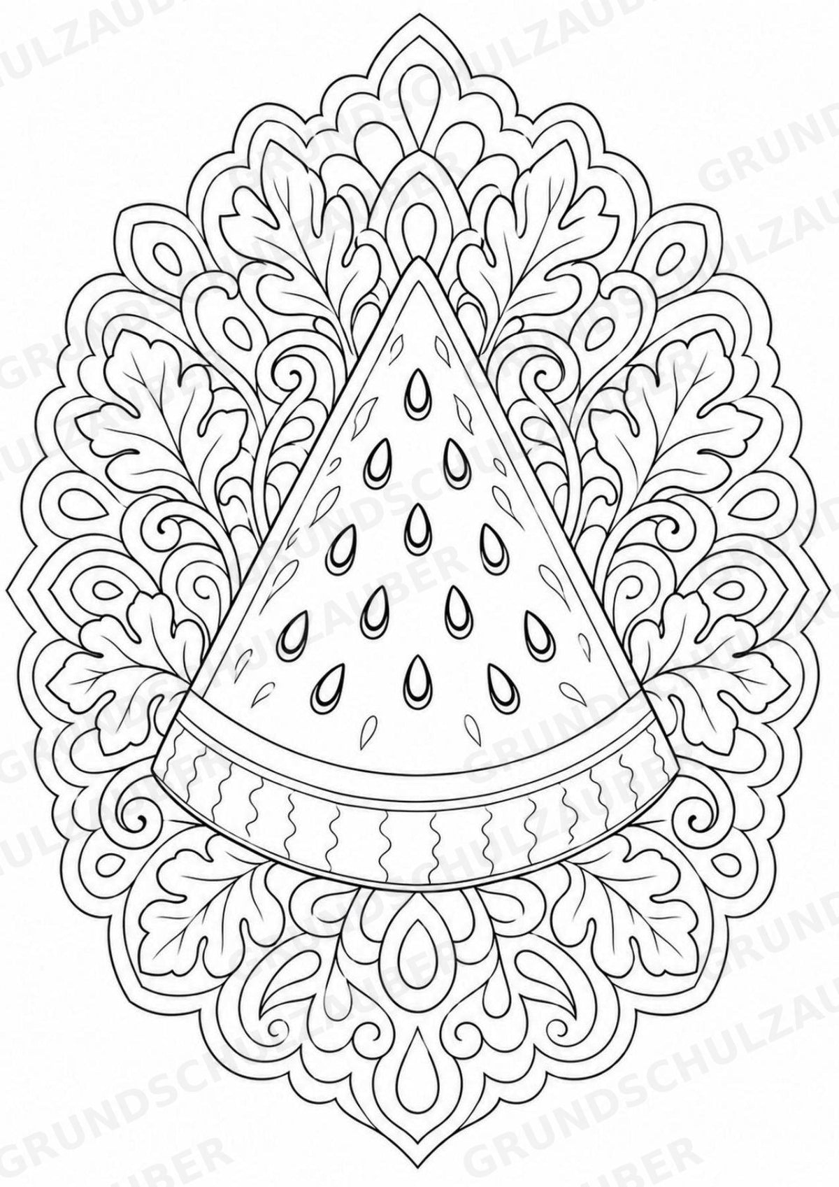 Wassermelone Mandalas Ausmalbilder – Obst – 15 Malvorlagen – Materialseite 4