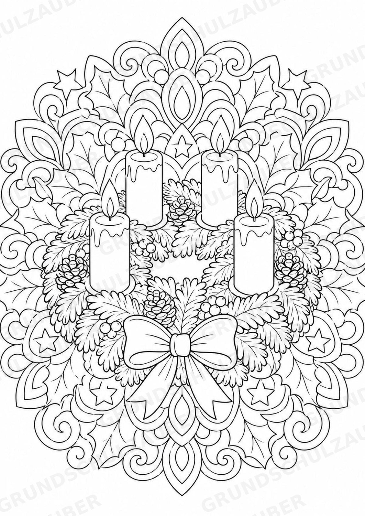 Weihnachten Mandalas Ausmalbilder – Feste und Feiertage – 15 Malvorlagen – Materialseite 9