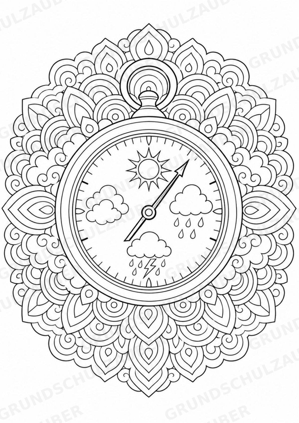 Wetter Mandalas Ausmalbilder – Wetter und Jahreszeiten – 15 Malvorlagen – Materialseite 15