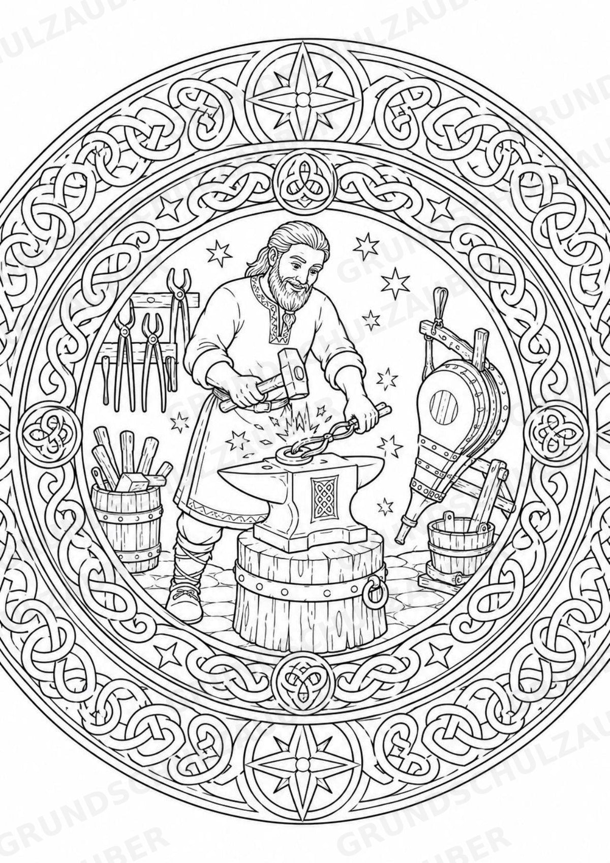 Wikinger Mandalas Ausmalbilder – Geschichte und Kulturen – 15 Malvorlagen – Materialseite 6