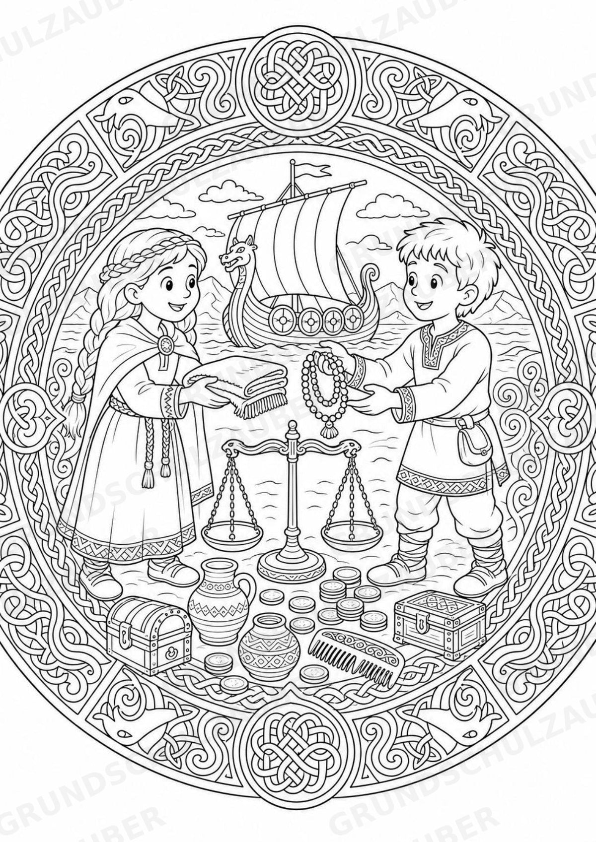 Wikinger Mandalas Ausmalbilder – Geschichte und Kulturen – 15 Malvorlagen – Materialseite 8