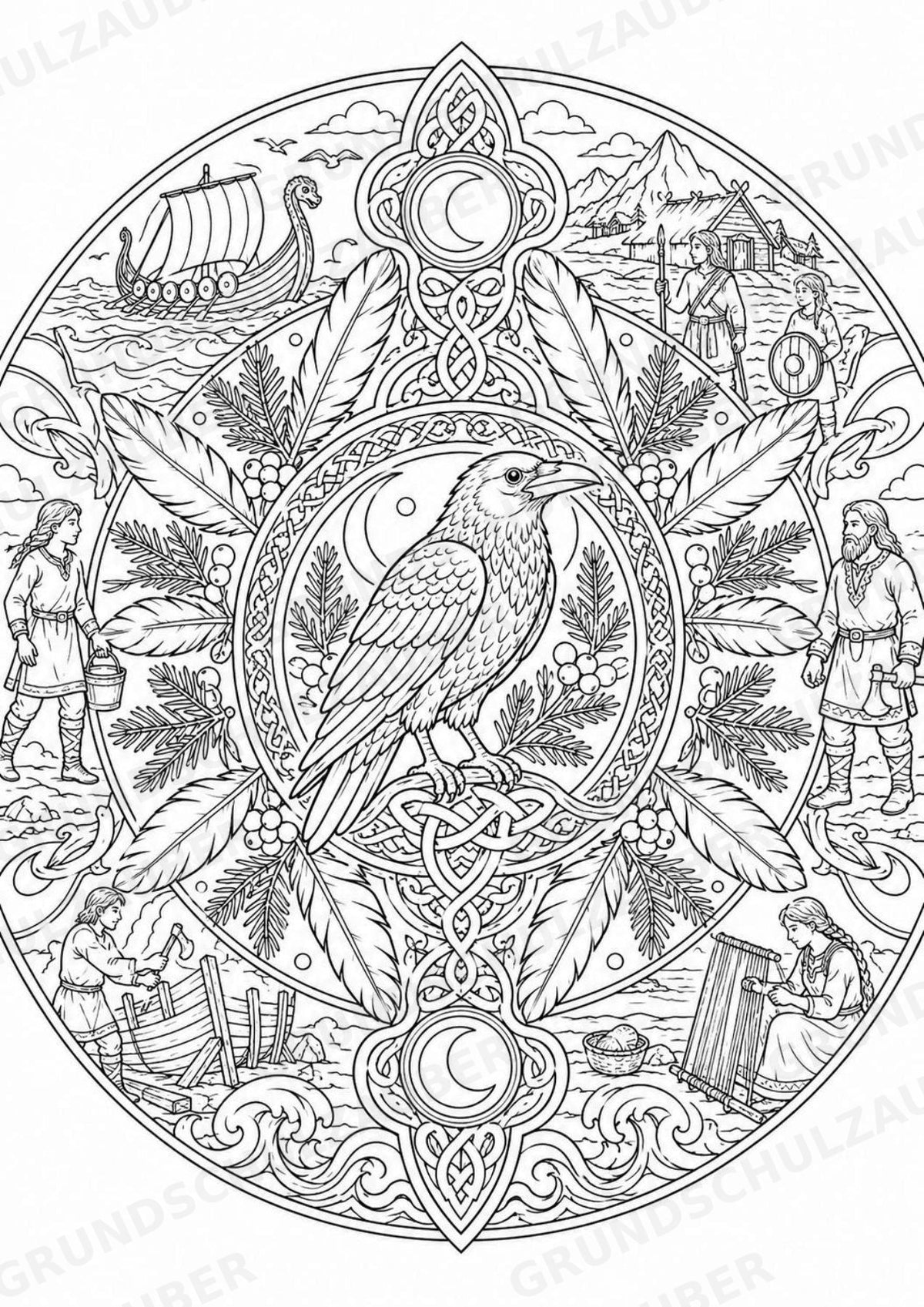 Wikinger Mandalas Ausmalbilder – Geschichte und Kulturen – 15 Malvorlagen – Materialseite 11