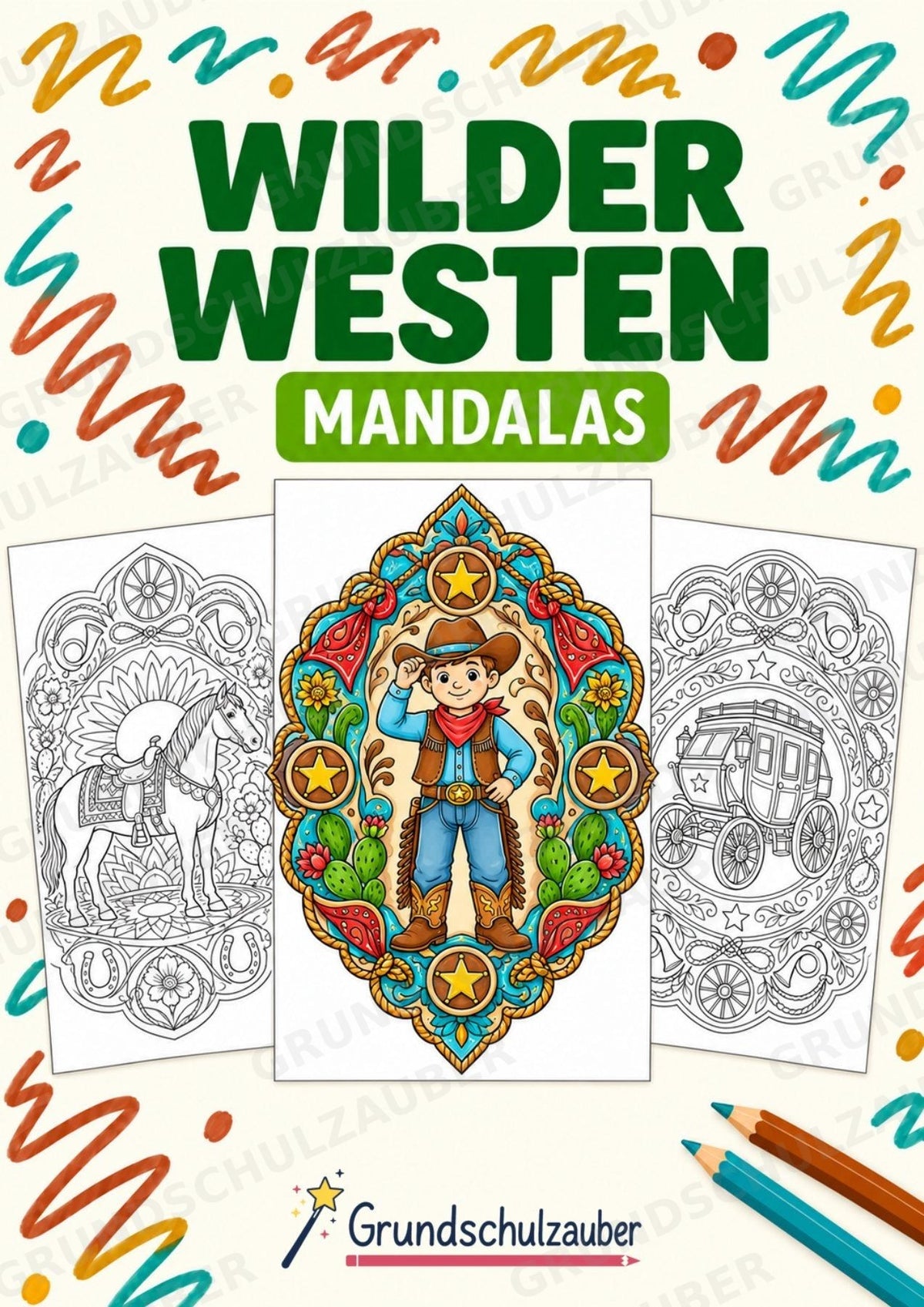 Wilder Westen Mandalas Ausmalbilder – Geschichte – 15 Malvorlagen – Cover