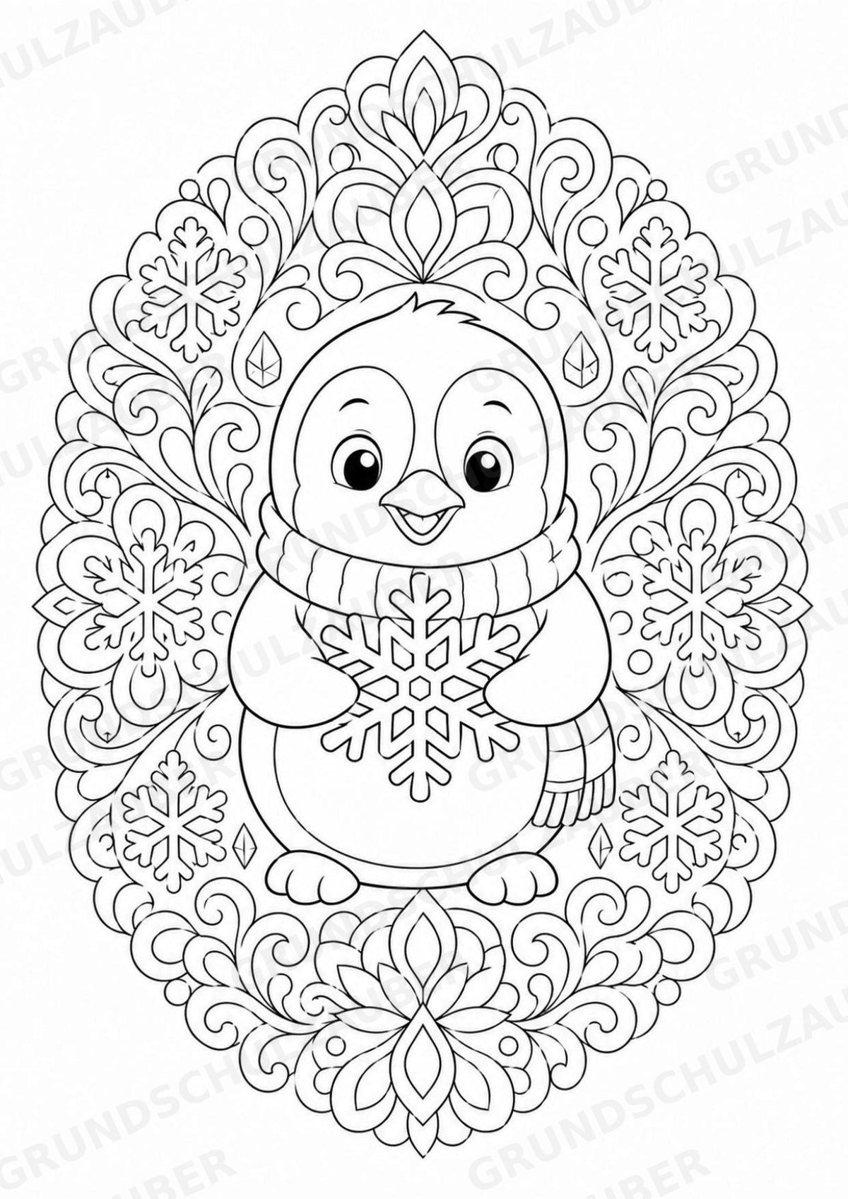 Winter Mandalas Ausmalbilder – Wetter und Jahreszeiten – 15 Malvorlagen – Materialseite 2