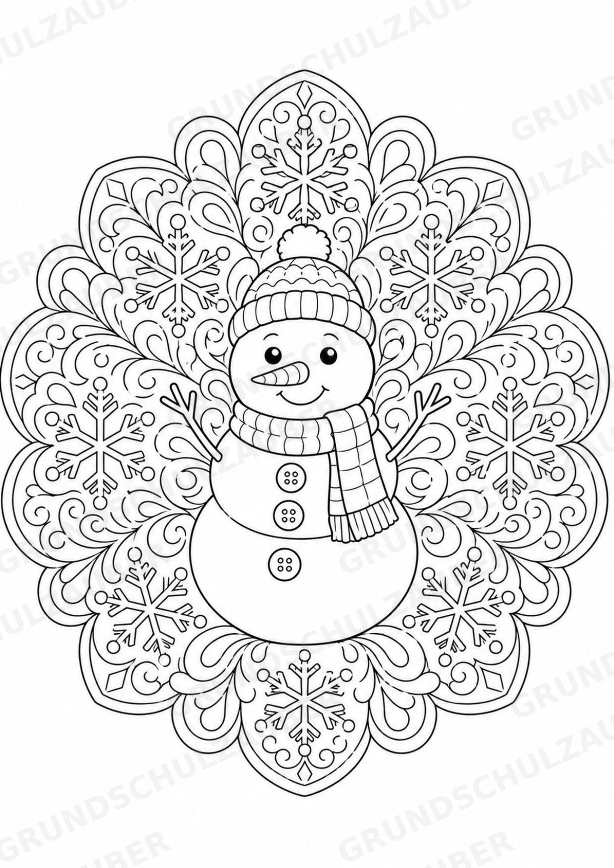 Winter Mandalas Ausmalbilder – Wetter und Jahreszeiten – 15 Malvorlagen – Materialseite 3