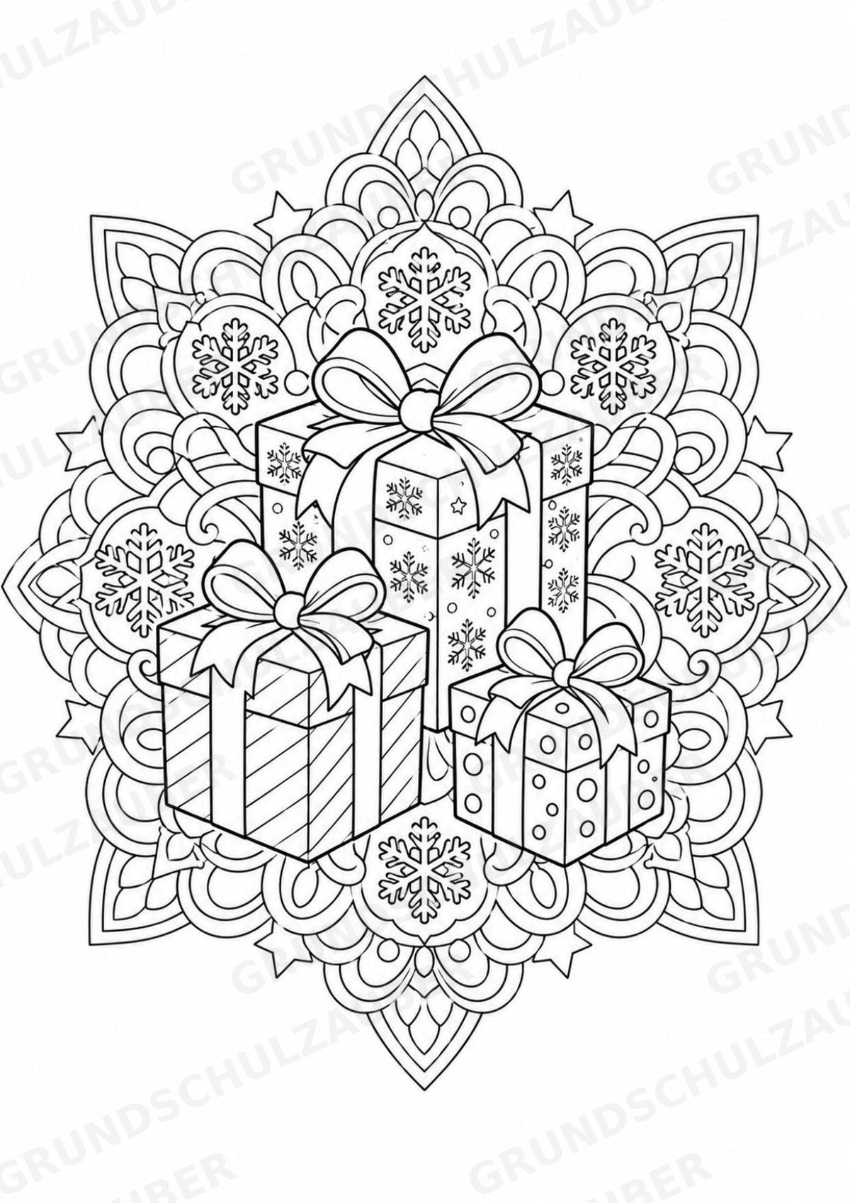 Winter Mandalas Ausmalbilder – Wetter und Jahreszeiten – 15 Malvorlagen – Materialseite 6