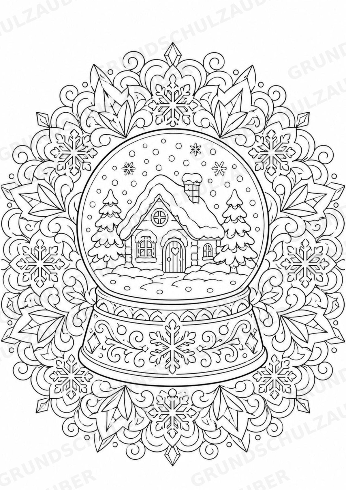 Winter Mandalas Ausmalbilder – Wetter und Jahreszeiten – 15 Malvorlagen – Materialseite 10