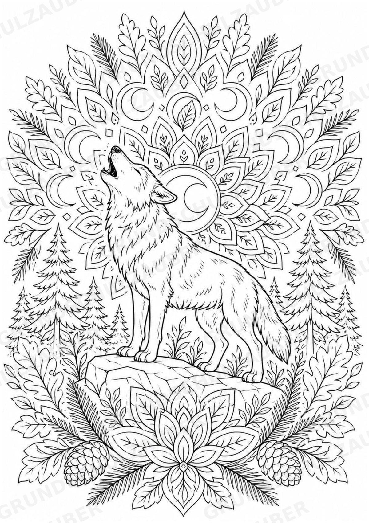 Wolf Mandalas Ausmalbilder – Tiere – 15 Malvorlagen – Materialseite 5