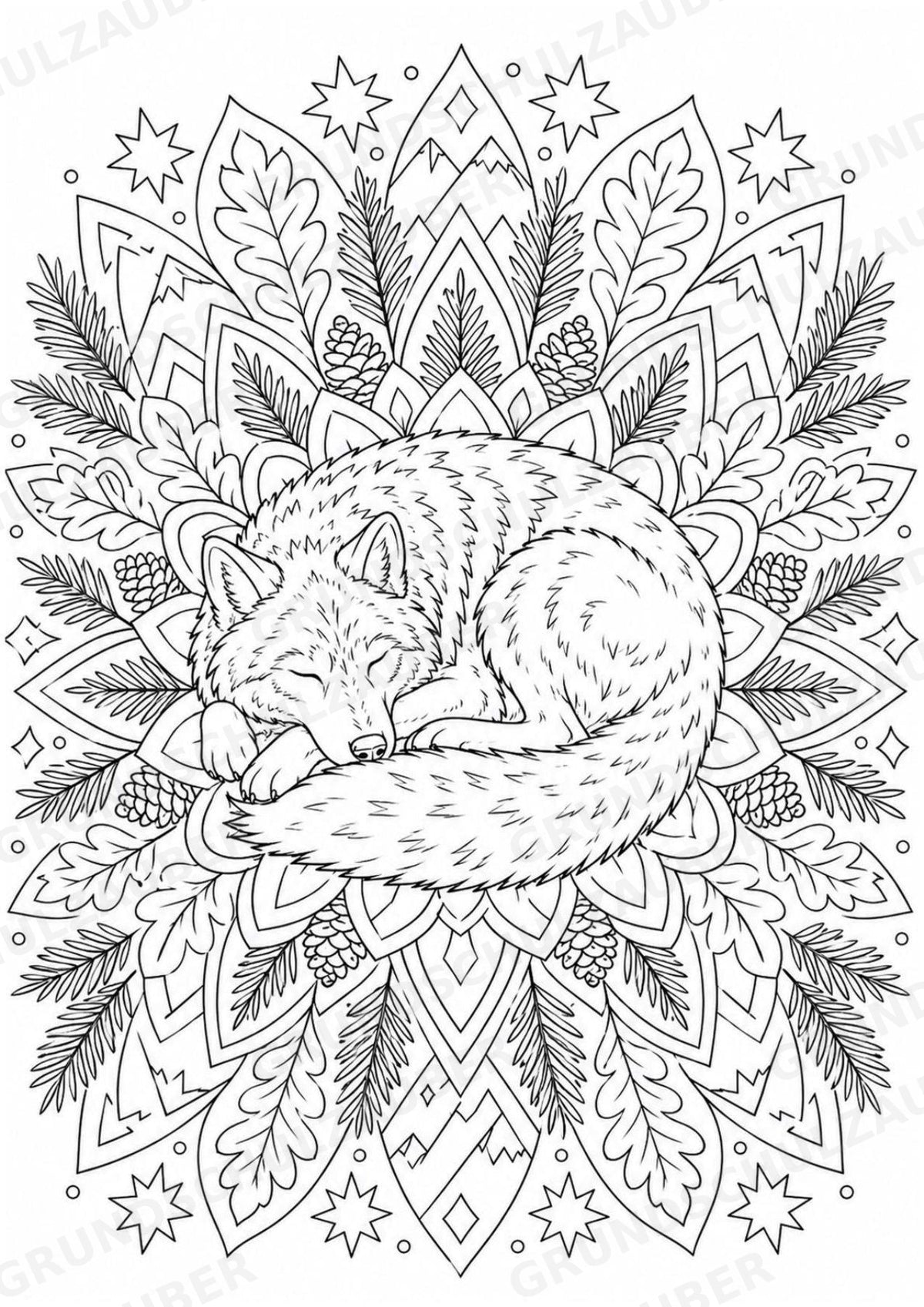 Wolf Mandalas Ausmalbilder – Tiere – 15 Malvorlagen – Materialseite 13