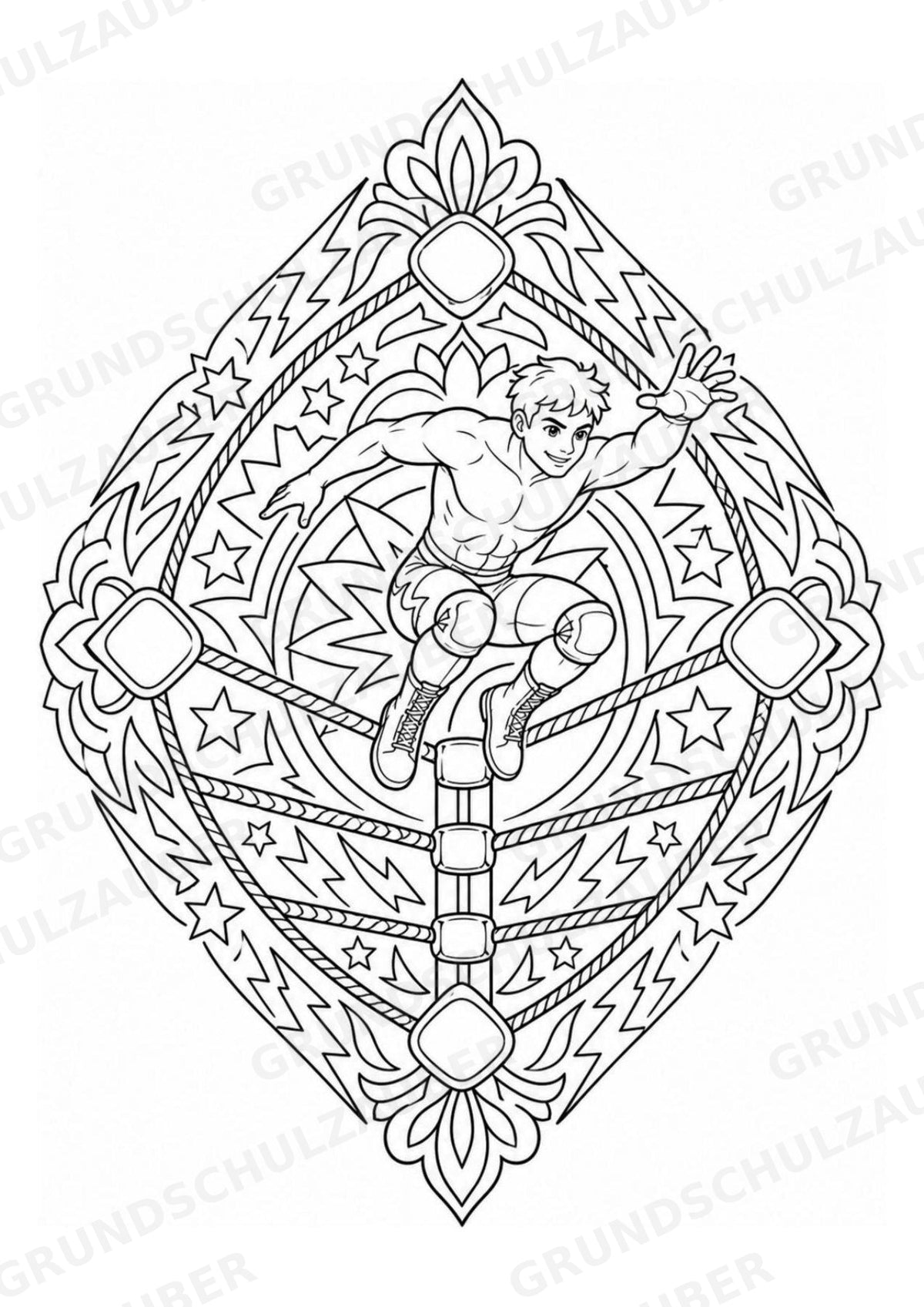 Wrestling Mandalas Ausmalbilder – Sport – 15 Malvorlagen – Materialseite 5
