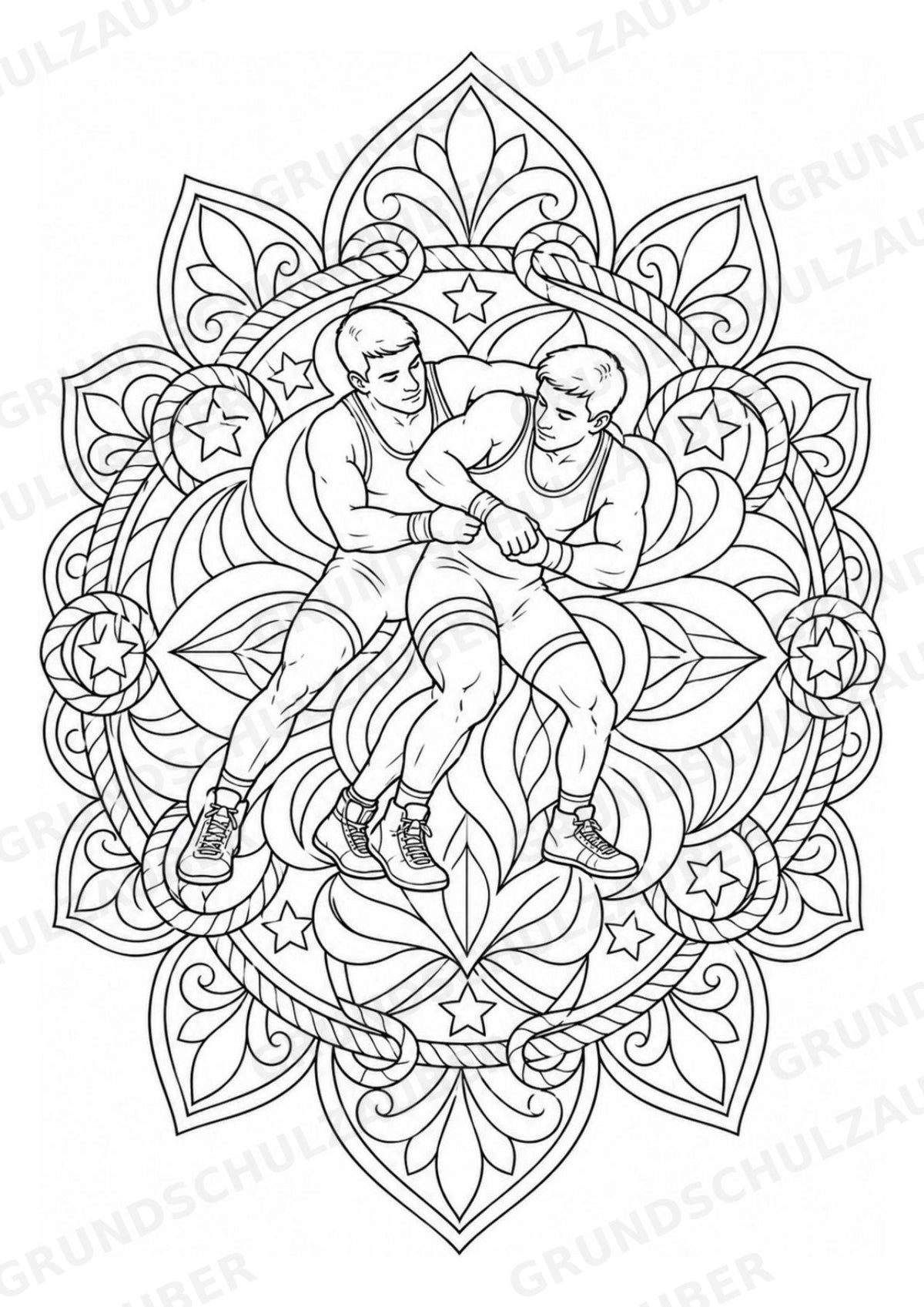 Wrestling Mandalas Ausmalbilder – Sport – 15 Malvorlagen – Materialseite 12