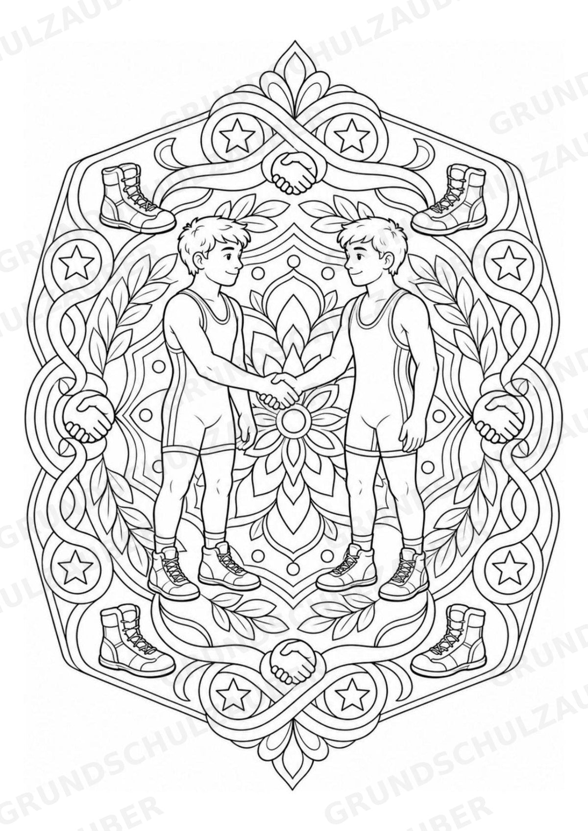 Wrestling Mandalas Ausmalbilder – Sport – 15 Malvorlagen – Materialseite 14