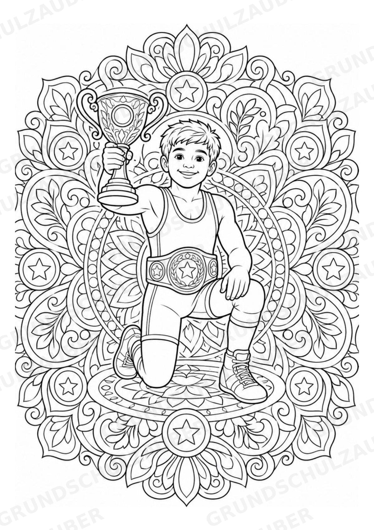 Wrestling Mandalas Ausmalbilder – Sport – 15 Malvorlagen – Materialseite 15