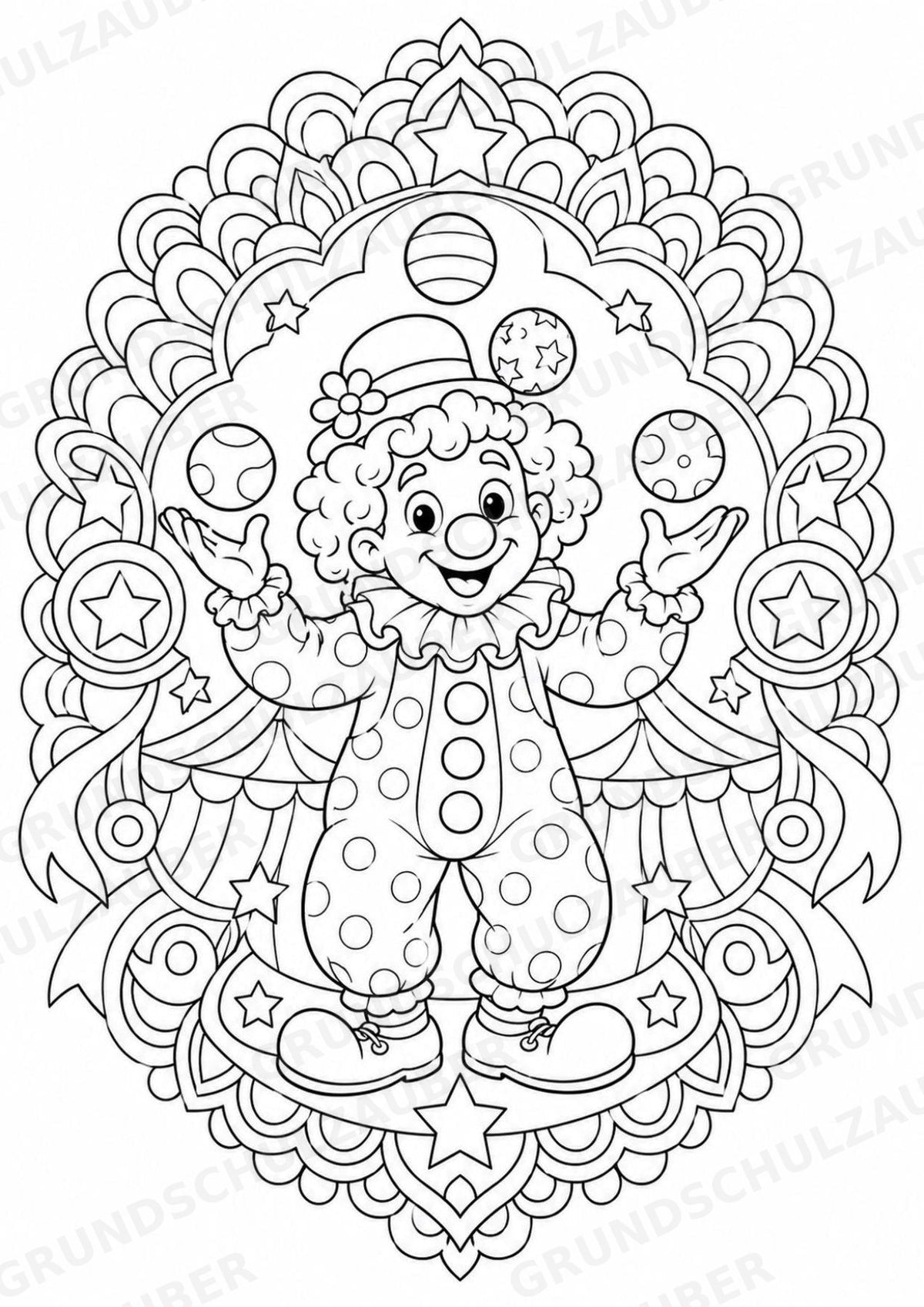 Zirkus Mandalas Ausmalbilder – Feste und Feiertage – 15 Malvorlagen – Materialseite 2