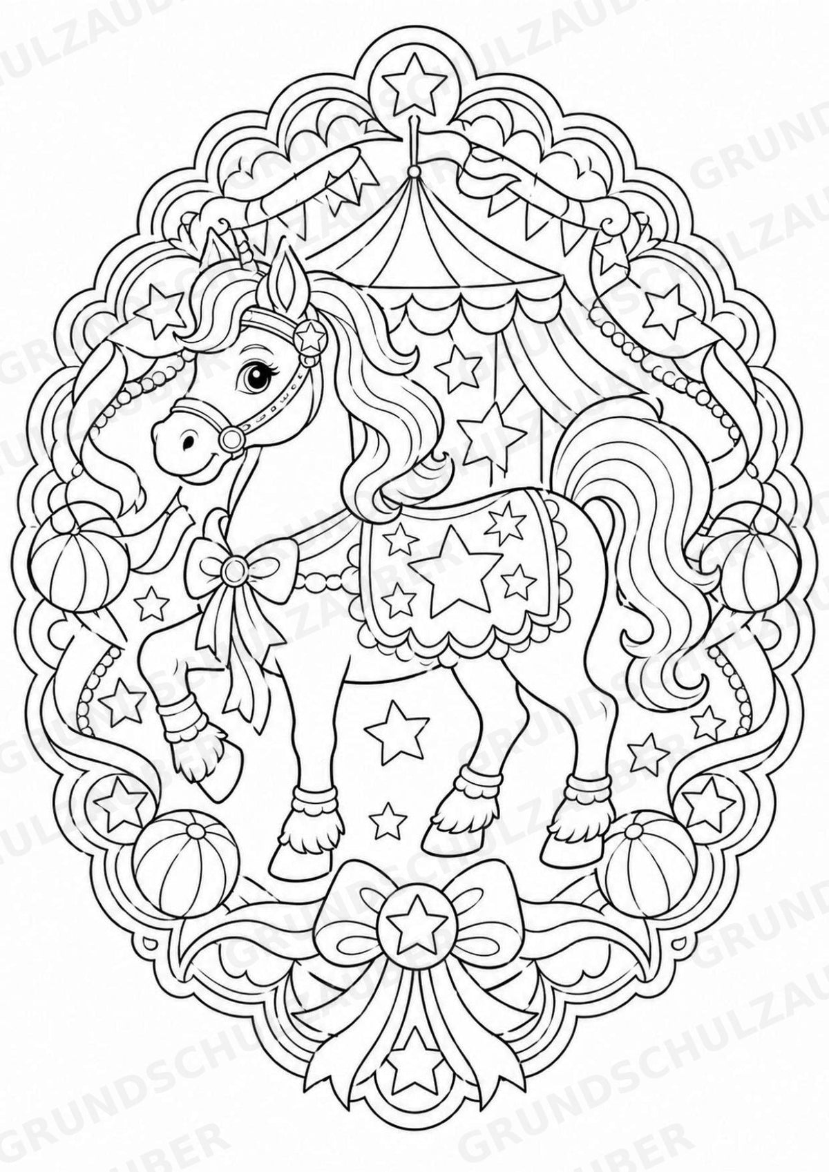 Zirkus Mandalas Ausmalbilder – Feste und Feiertage – 15 Malvorlagen – Materialseite 8